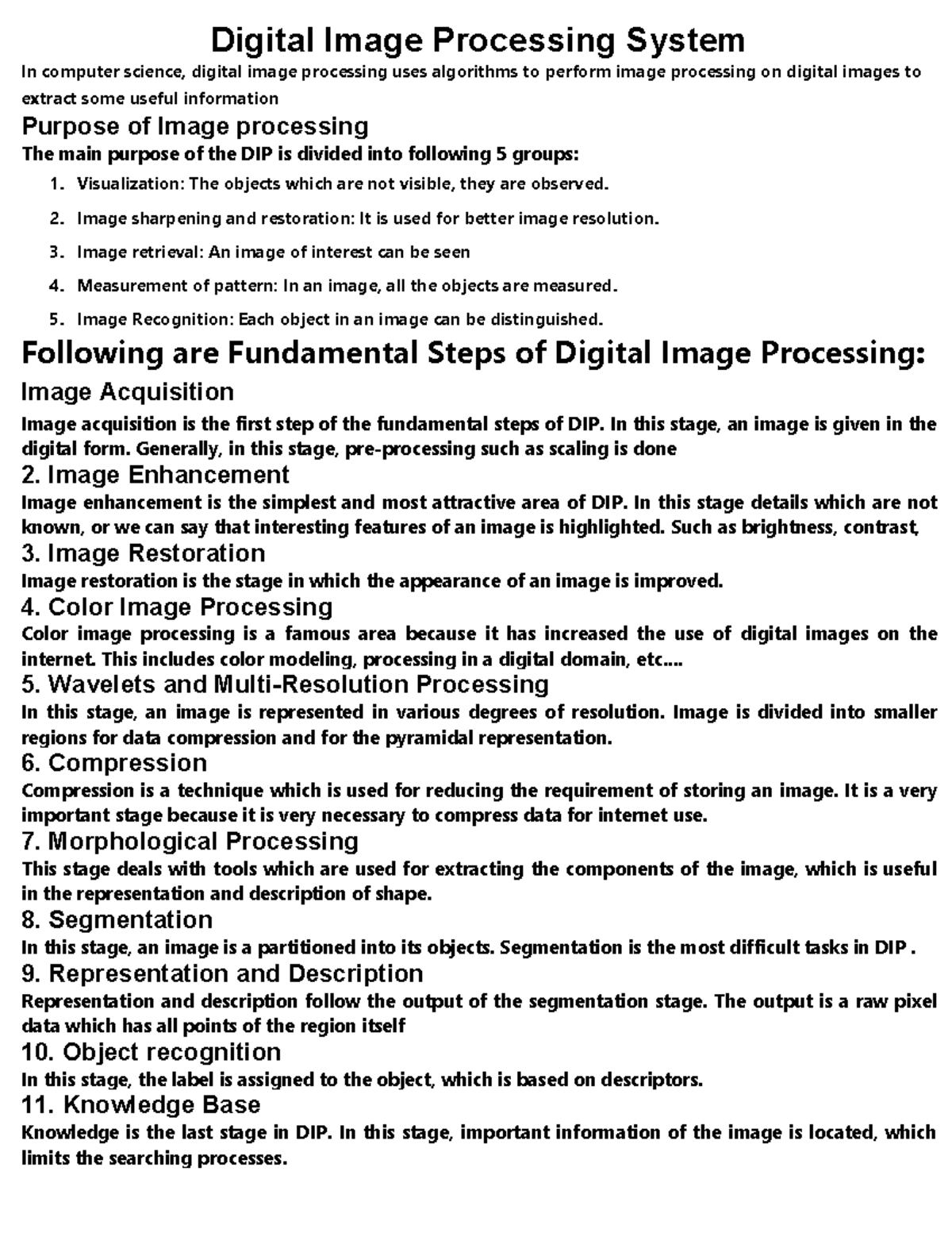 DIP - I - IMAGE PROCESSING - Digital Image Processing System In ...