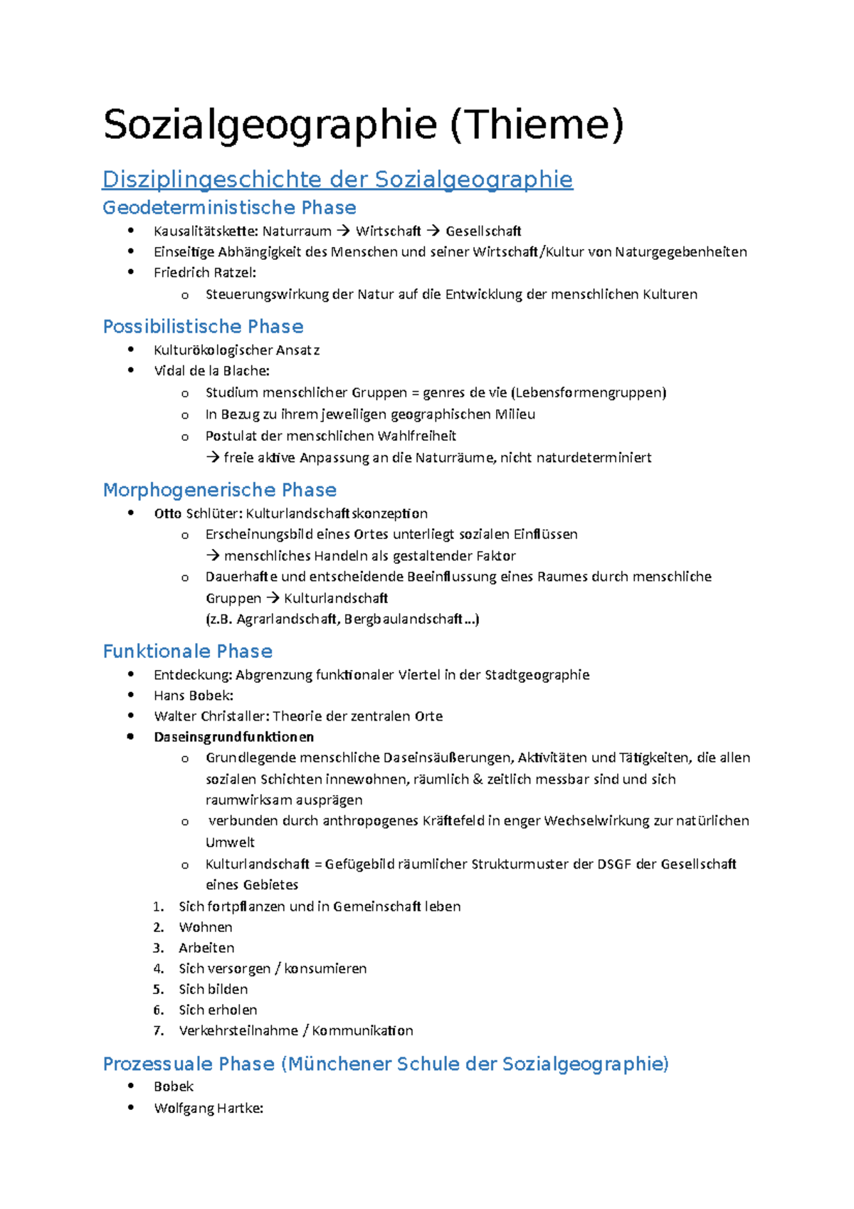 Sozialgeographie - Zusammenfassung Humangeographie I - Sozialgeographie ...