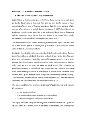 Chapter 9 - CHAPTER 9: BANKING AND THE MANAGEMENT OF FINANCIAL ...