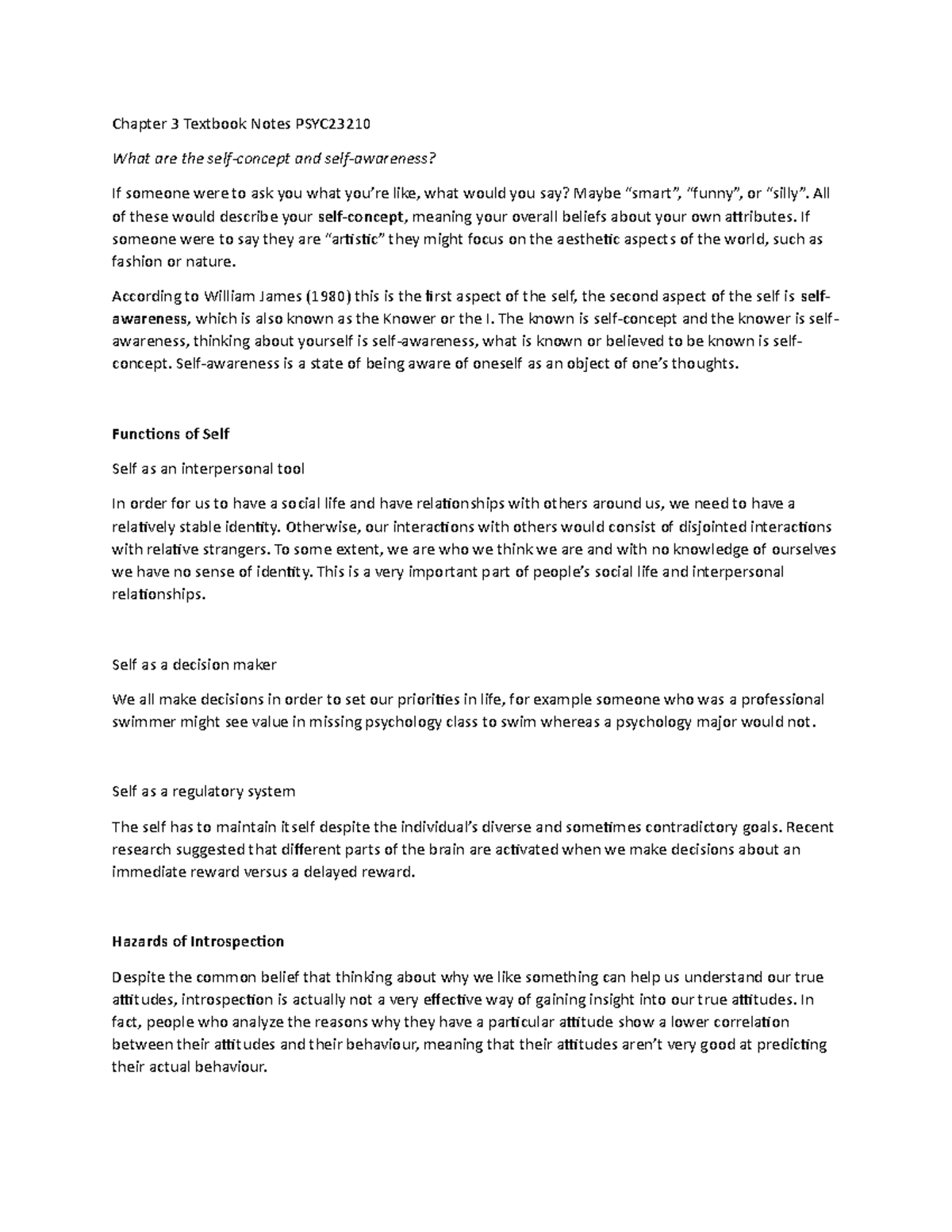 Chapter 3 Textbook Notes - Chapter 3 Textbook Notes PSYC What are the ...