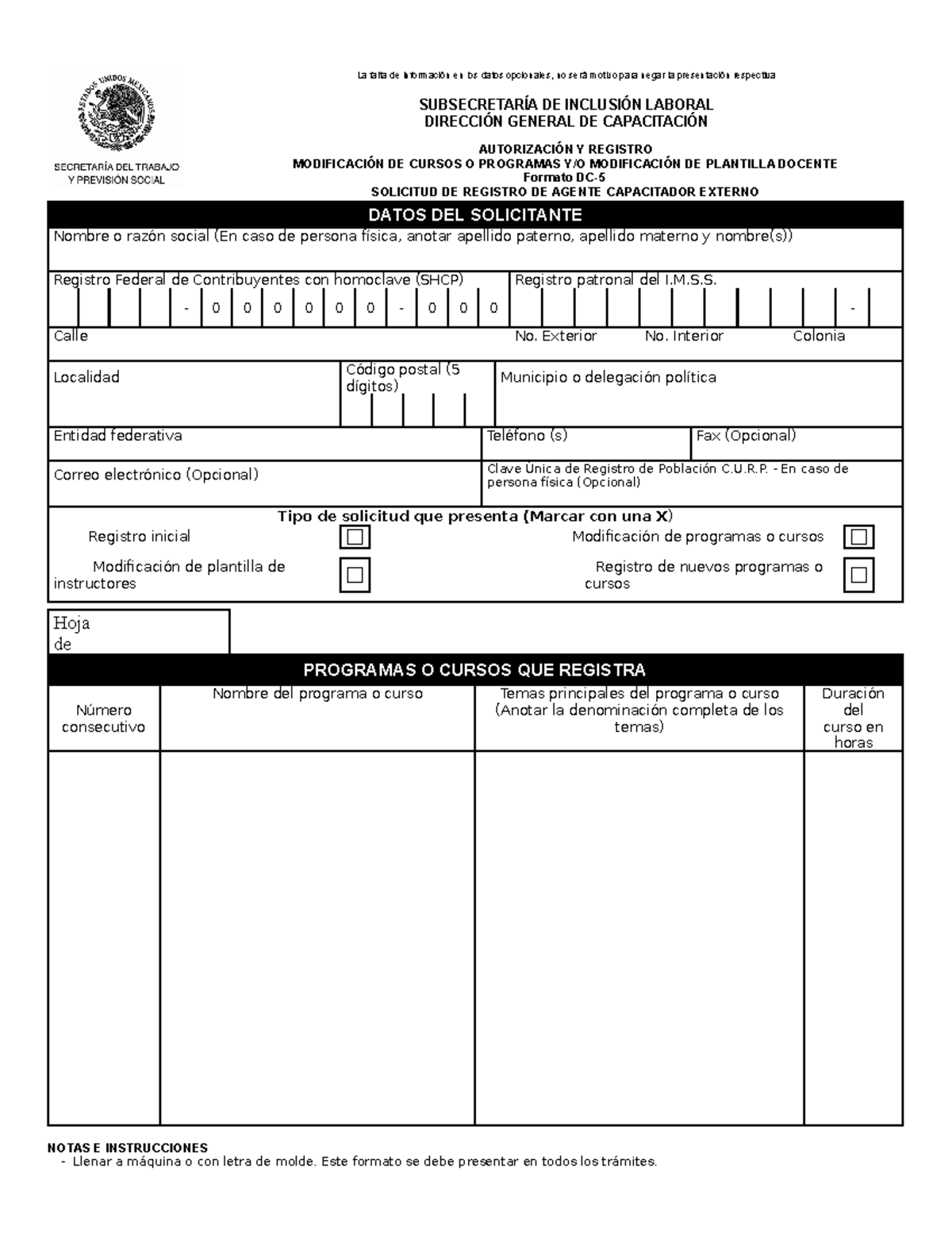 Dc-5 - documento dc 5 - La falta de información en los datos opcionales ...