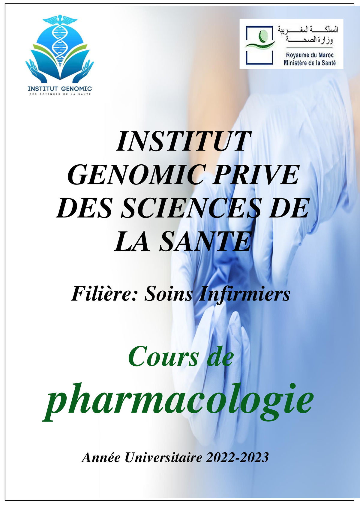 Introduction à La Pharmacologie - INSTITUT GENOMIC PRIVE DES SCIENCES ...