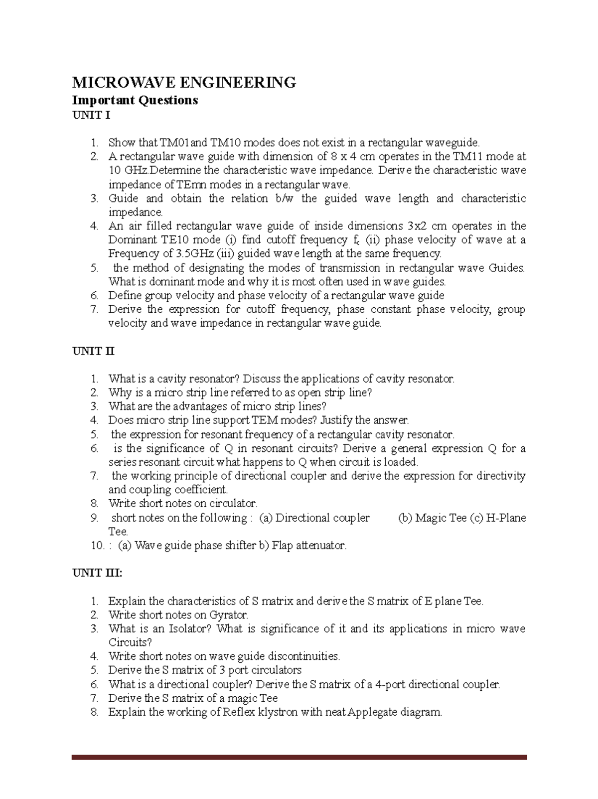 microwave engineering nptel assignment answers