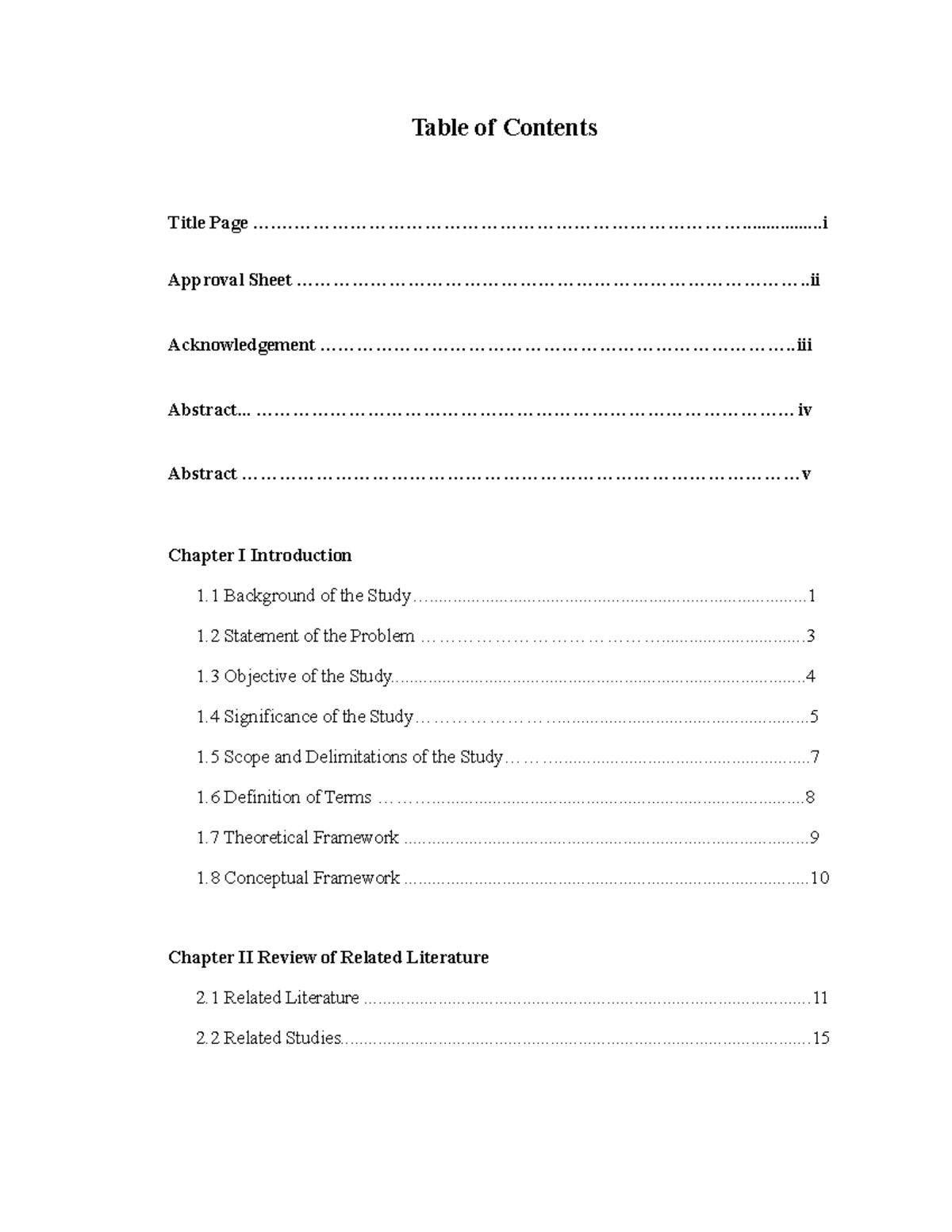 Table-of-Contents - sample table of contents for research - Table of ...