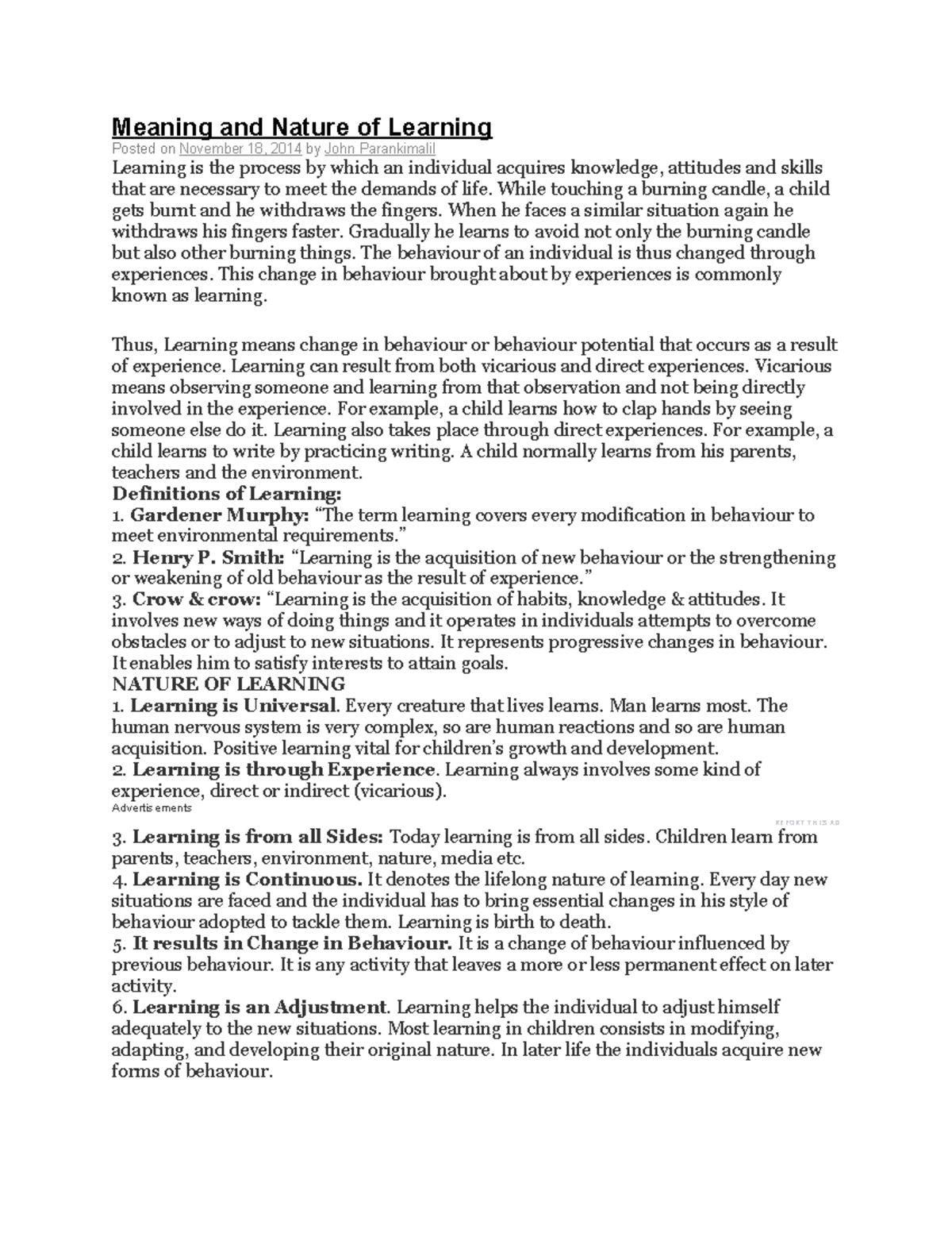 Nature OF Learning JKJKJ Meaning And Nature Of Learning Posted On 