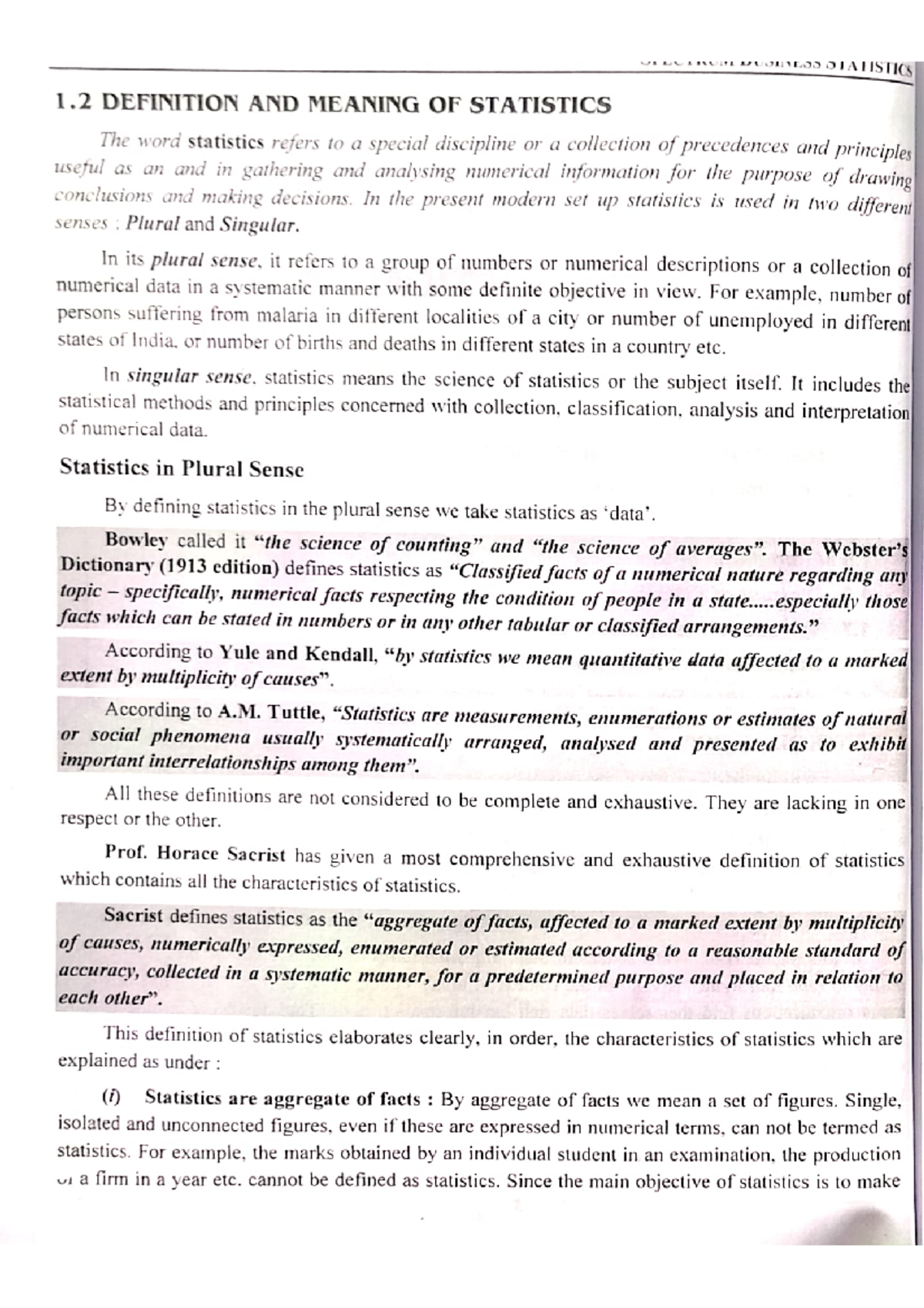 Stats theory gap and bio - 1 DEFINITION AND MEANING OF STATISTICS The ...