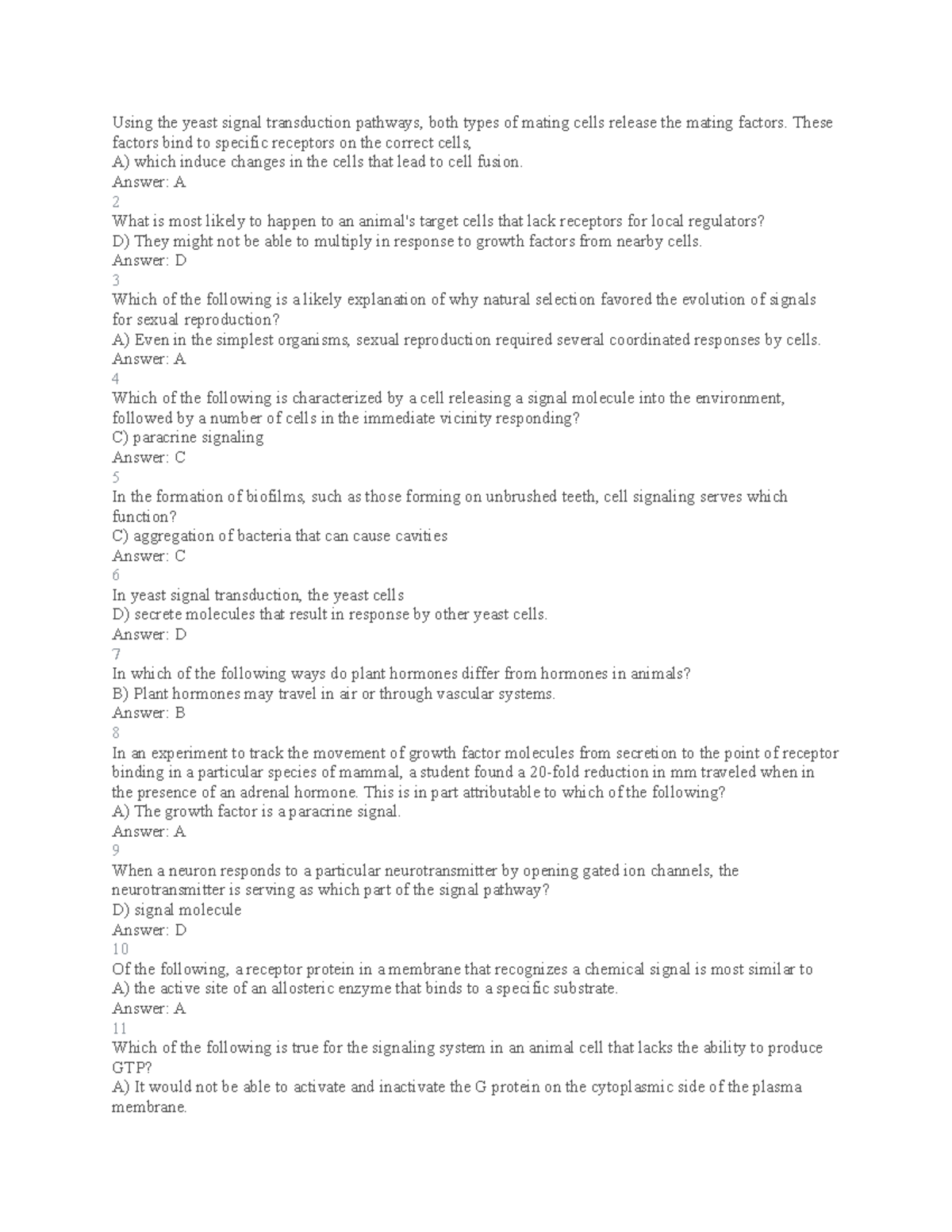 Easy Notes Chapter 11 Using the yeast signal transduction pathways, both types of mating cells