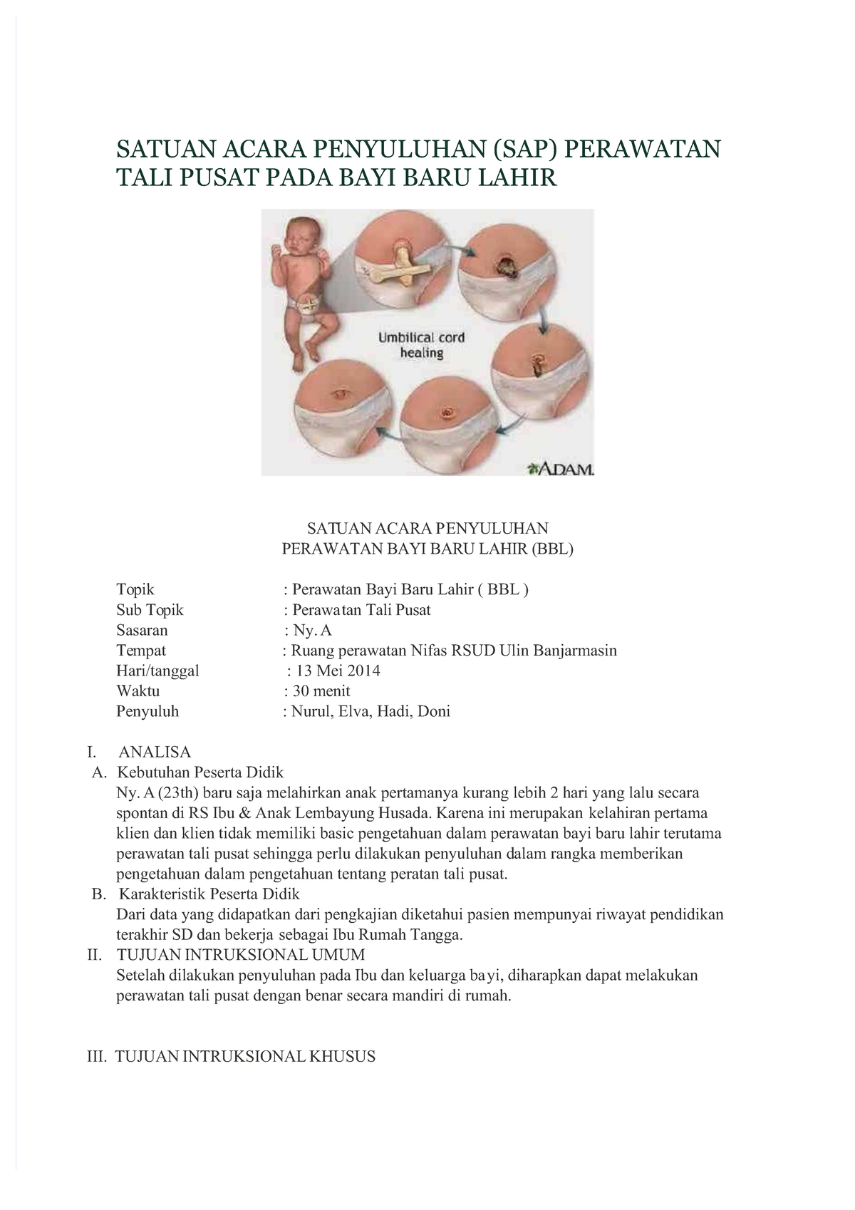 Pdf-sap-perawatan-tali-pusar-bbl Compress - SATUAN ACARA PENYULUHAN ...