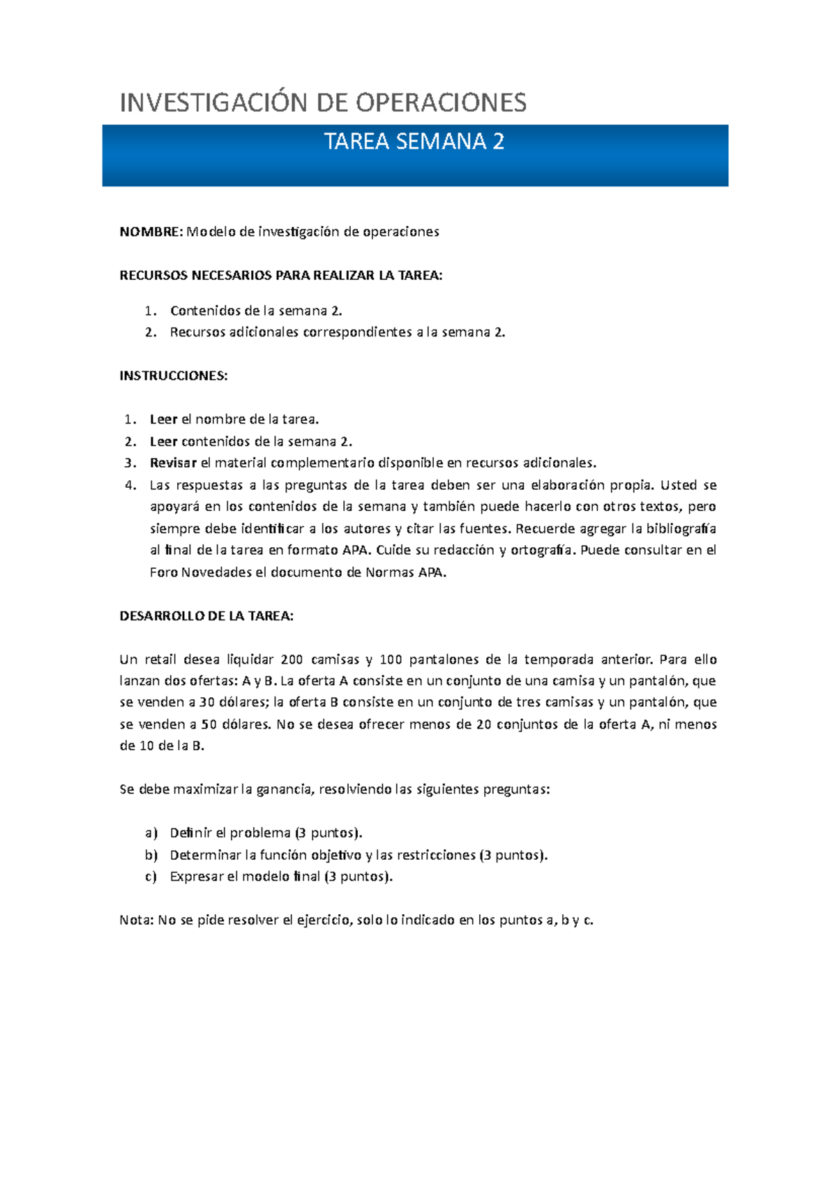 Tarea Semana 2 Investigación De Operaciones - TAREA SEMANA 2 ...