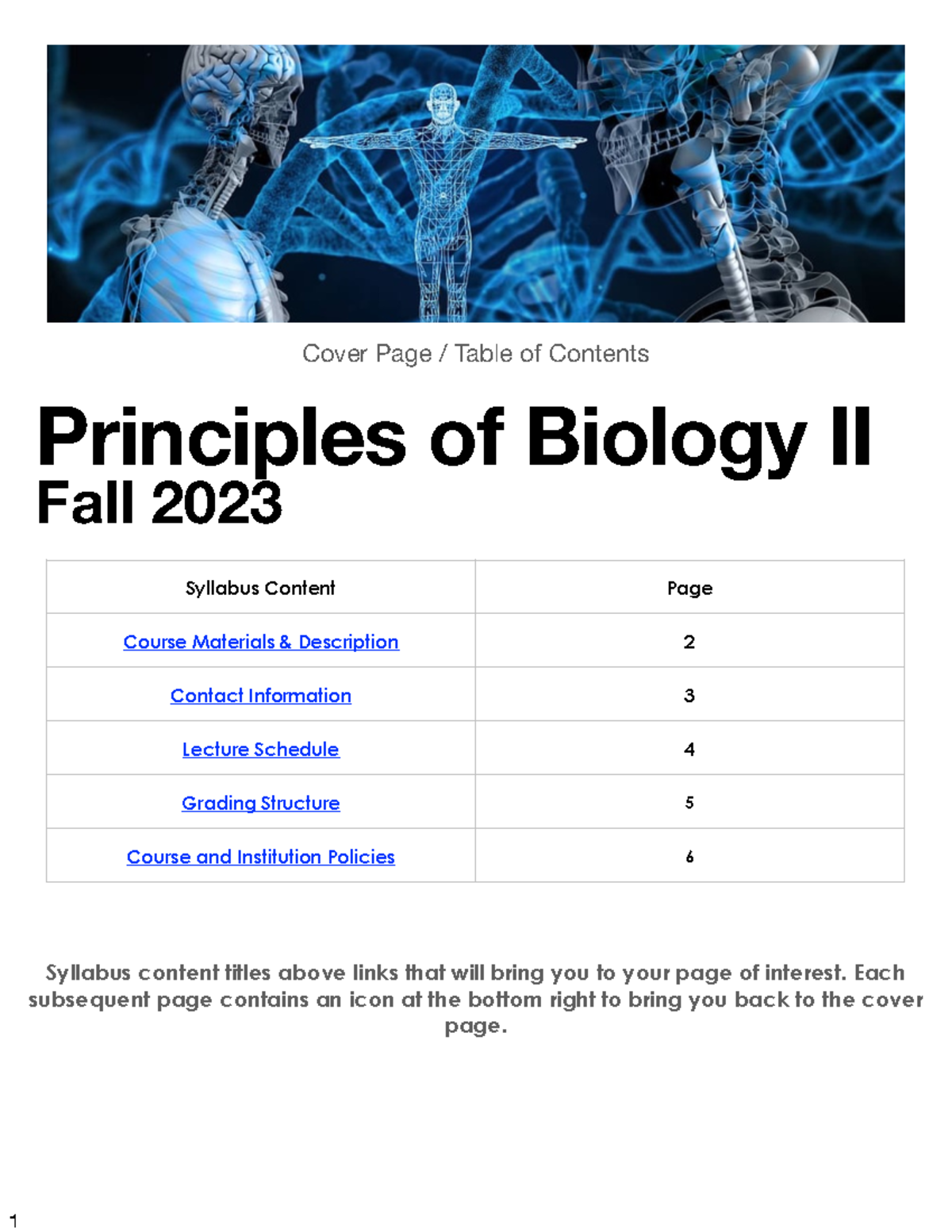 BIOL102 Syllabus FA23 V1 - Principles Of Biology II Fall 2023 Cover ...