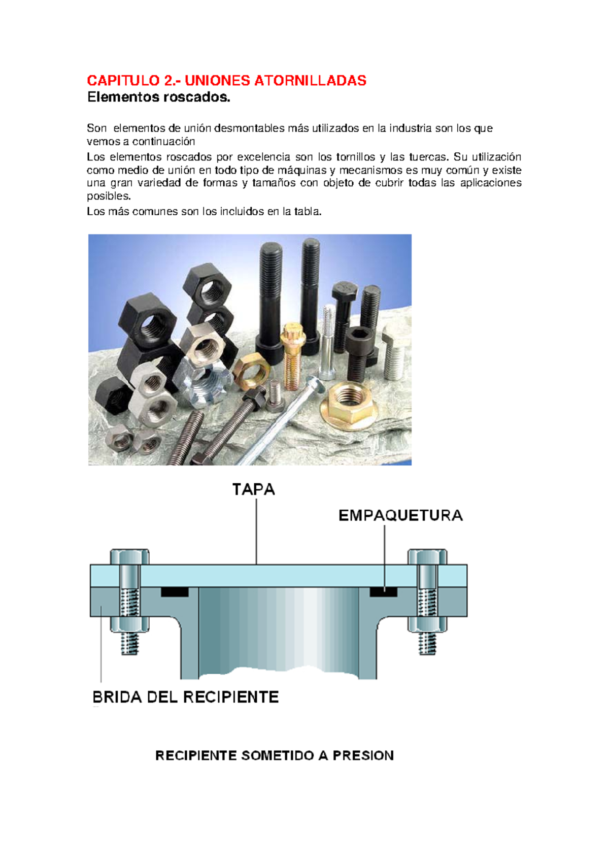 CAP 2-A Introduccion Uniones Atornilladas - ####### CAPITULO 2 ...