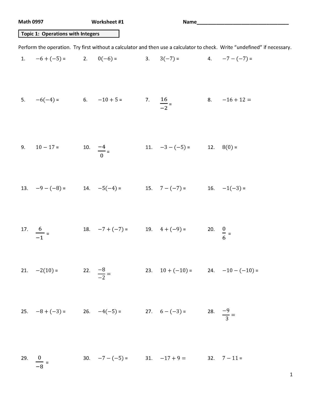 Math 0997 Homework 1 Support For Quantitative Reasoning Worksheet Math 0997 Topic 1 