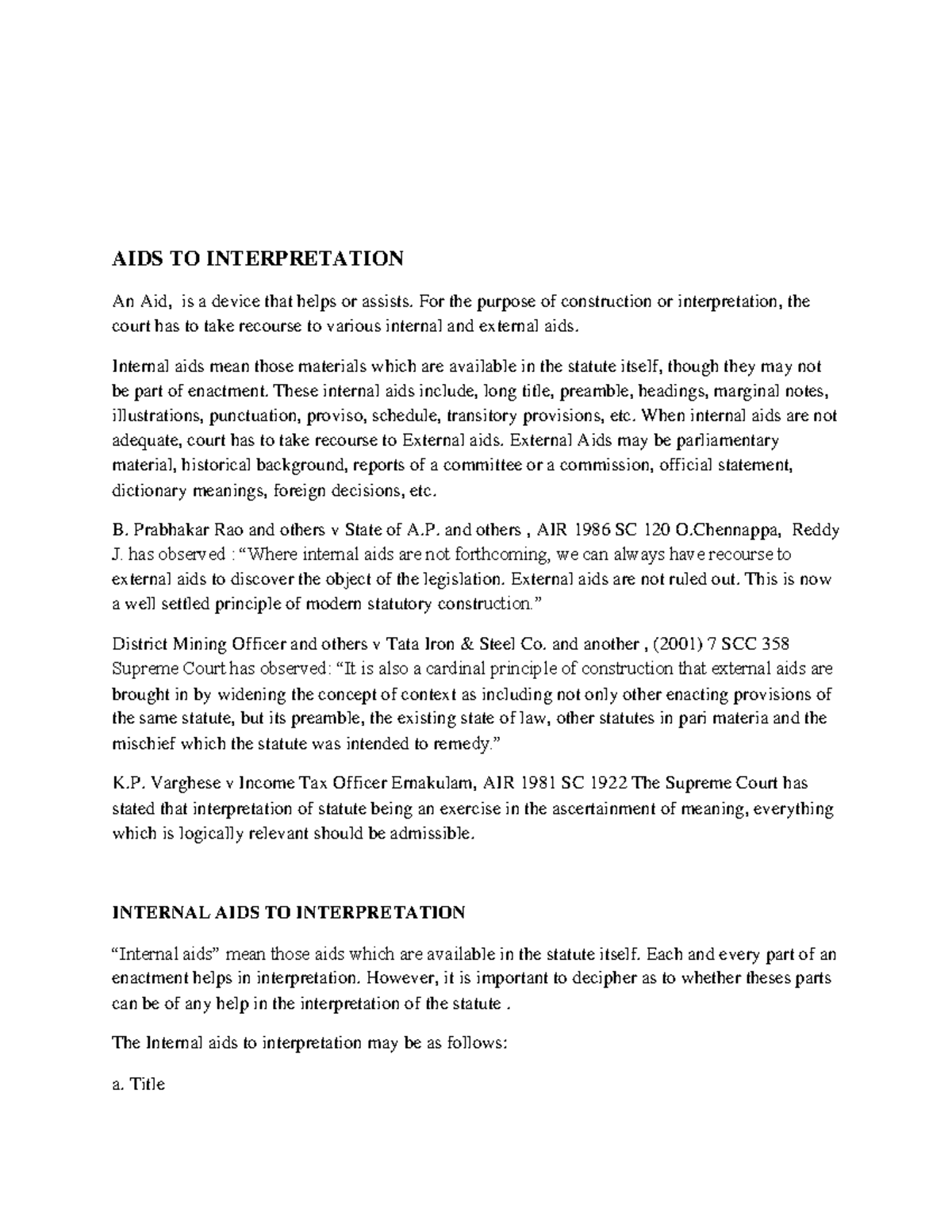 50488 AIDS TO Interpretation AIDS TO INTERPRETATION An Aid, is a