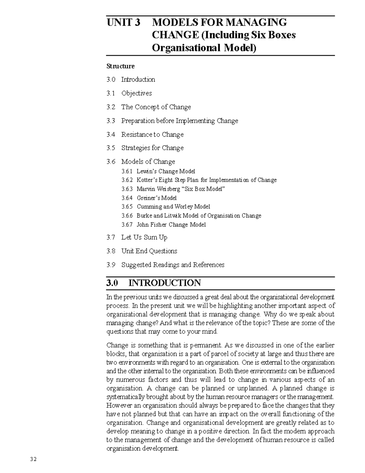 Unit-3 - notes - UNIT 3 MODELS FOR MANAGING CHANGE (Including Six Boxes ...