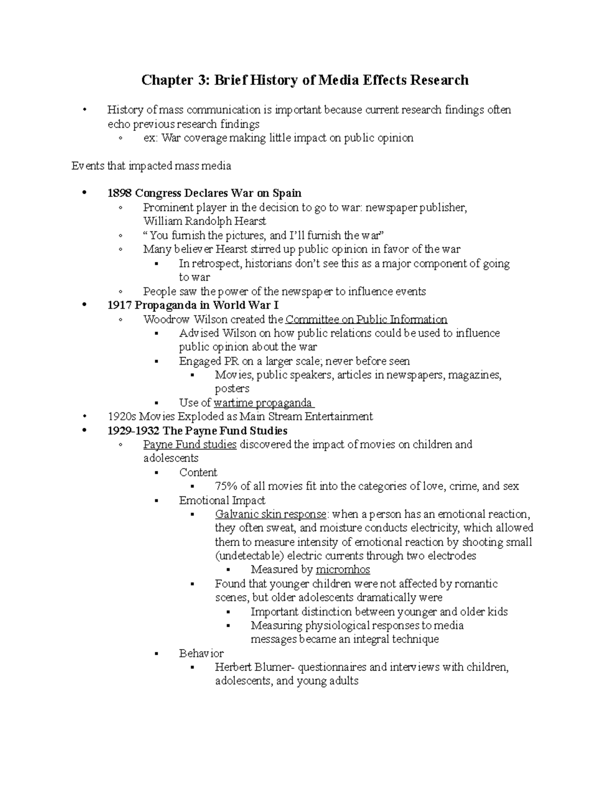 Brief History of Media Effects Research Chapter 3 Brief History of Media Effects Research
