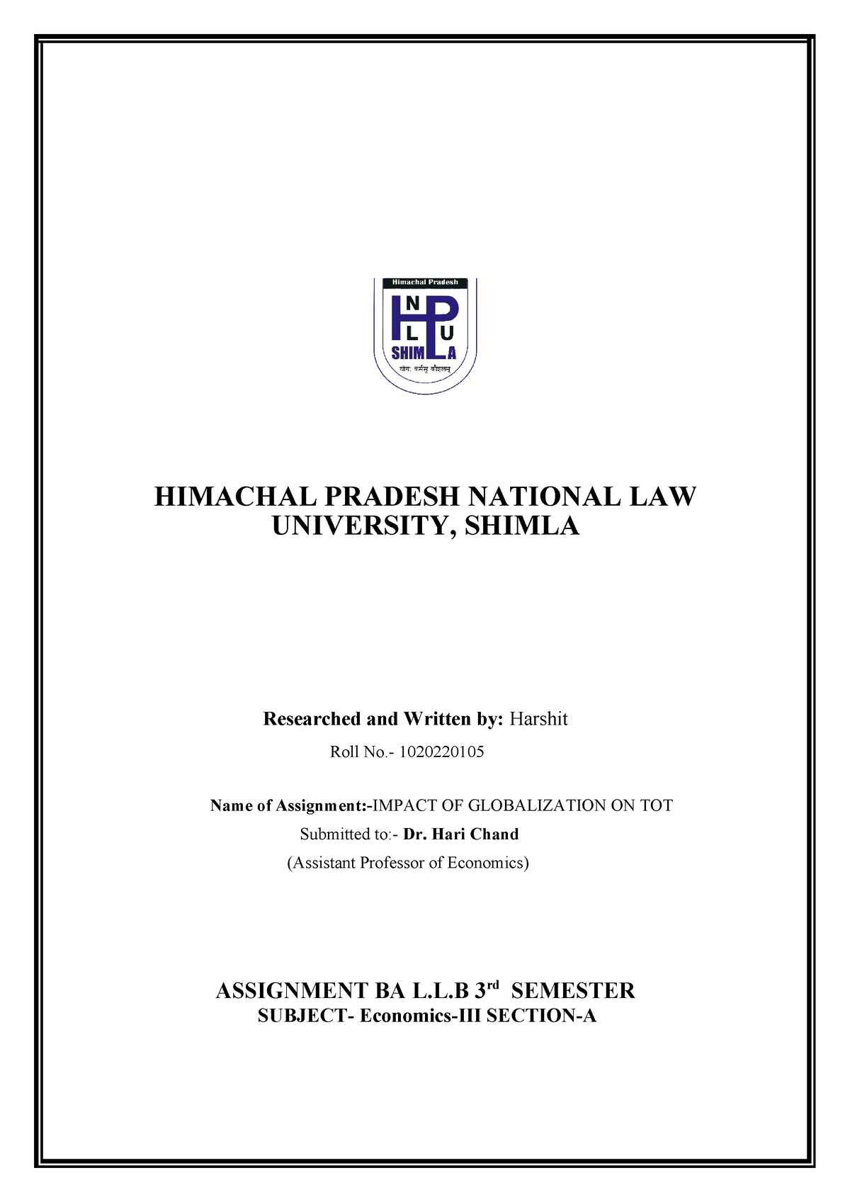 nlu shimlanlu shimlanlu shimla - HIMACHAL PRADESH NATIONAL LAW ...