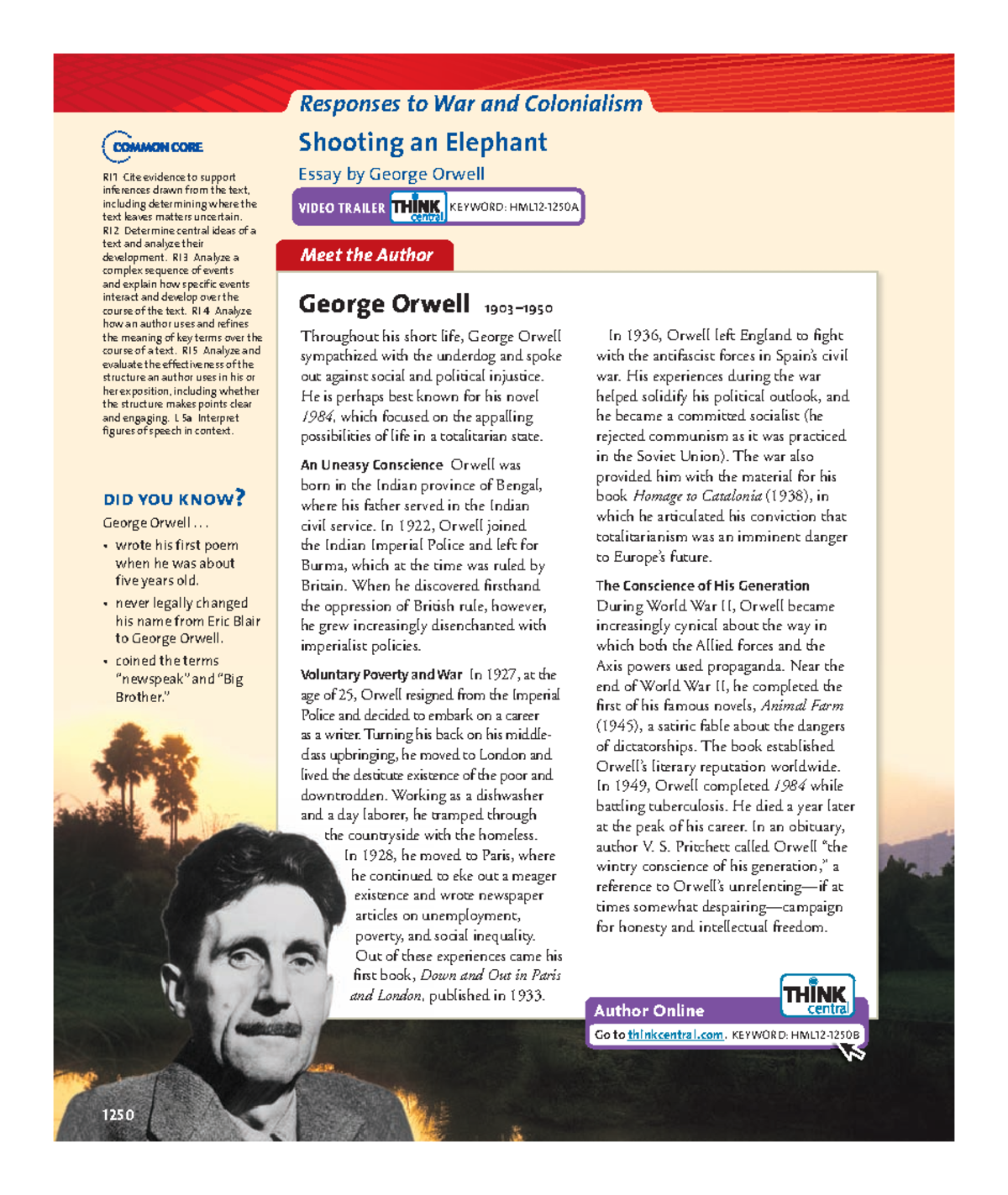 shoot elephant se Responses to War and Colonialism Shooting