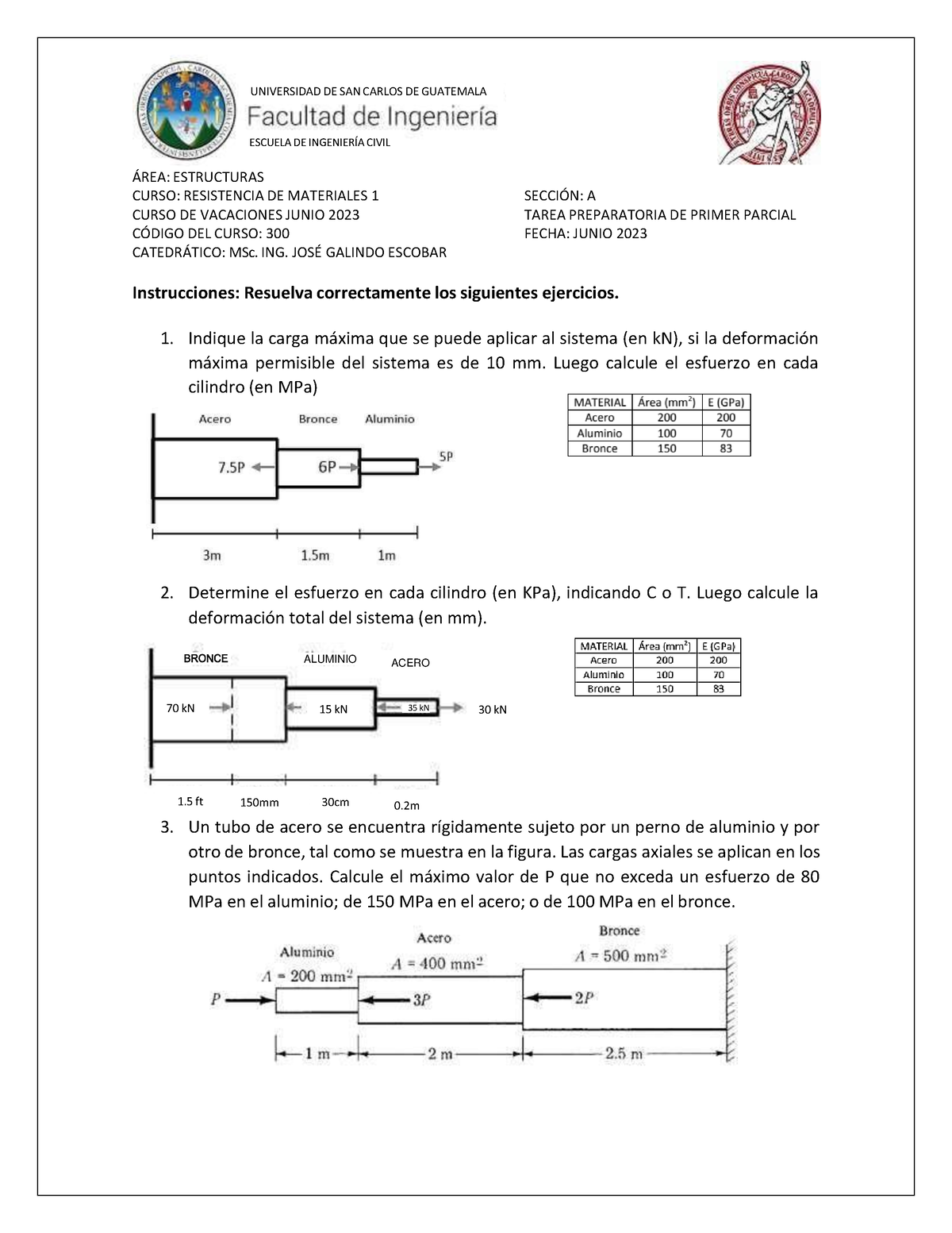 Tarea Preparatoria Primer Parcial - ÁREA: ESTRUCTURAS CURSO ...