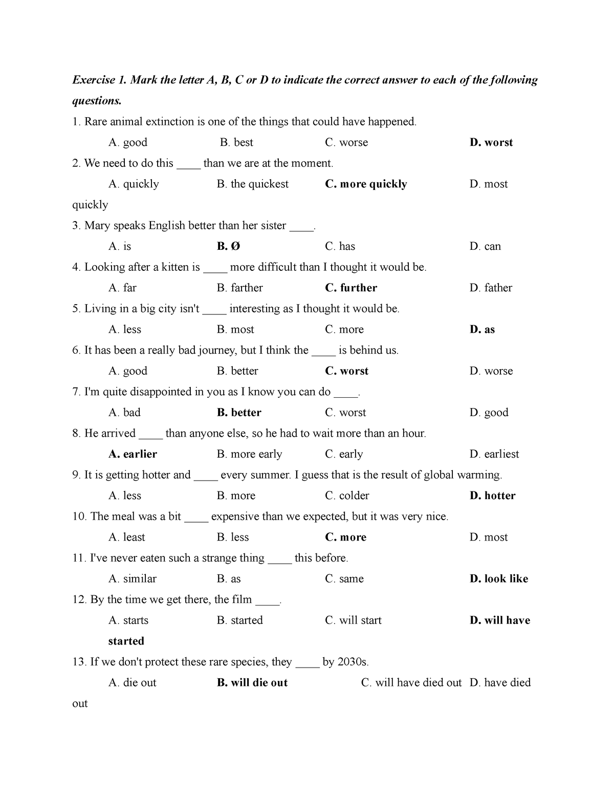 ANH 2 Homework B6 - Exercise 1. Mark The Letter A, B, C Or D To ...