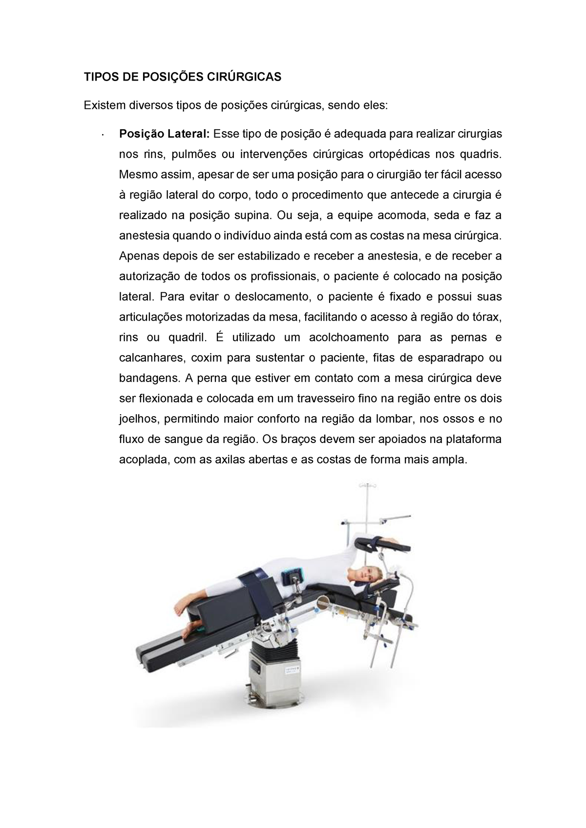 Posi O Lateral Centro Cir Rgico Tipos De Posi Es Cir Rgicas Existem