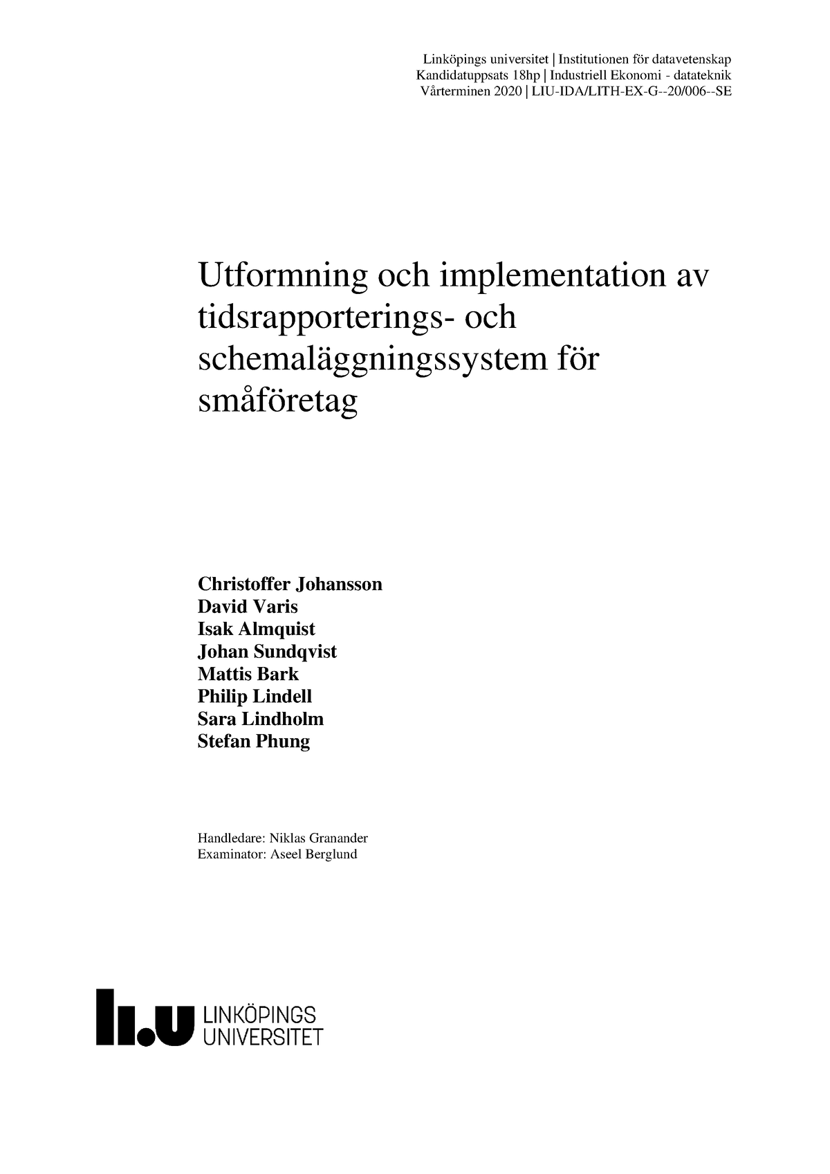 Examensarbete Inom Datavetenskap - Linköpings Universitet ...