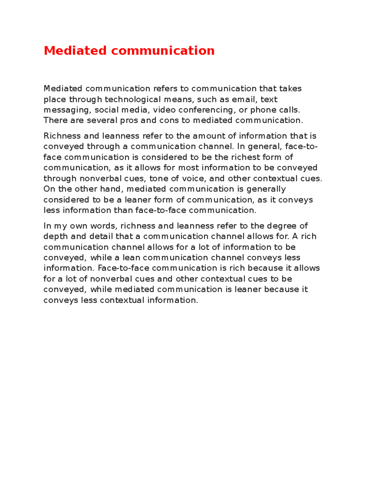 Document 63 - essay - Mediated communication Mediated communication ...