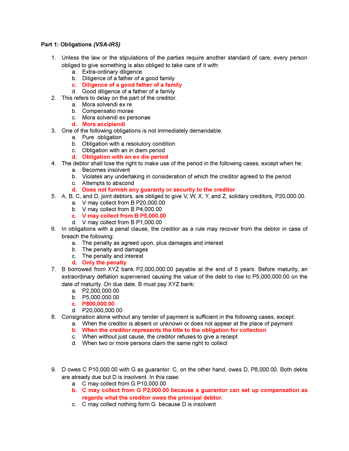 RFBT Law Obligation And Contracts - Part 1: Obligations (VSA-IRS ...