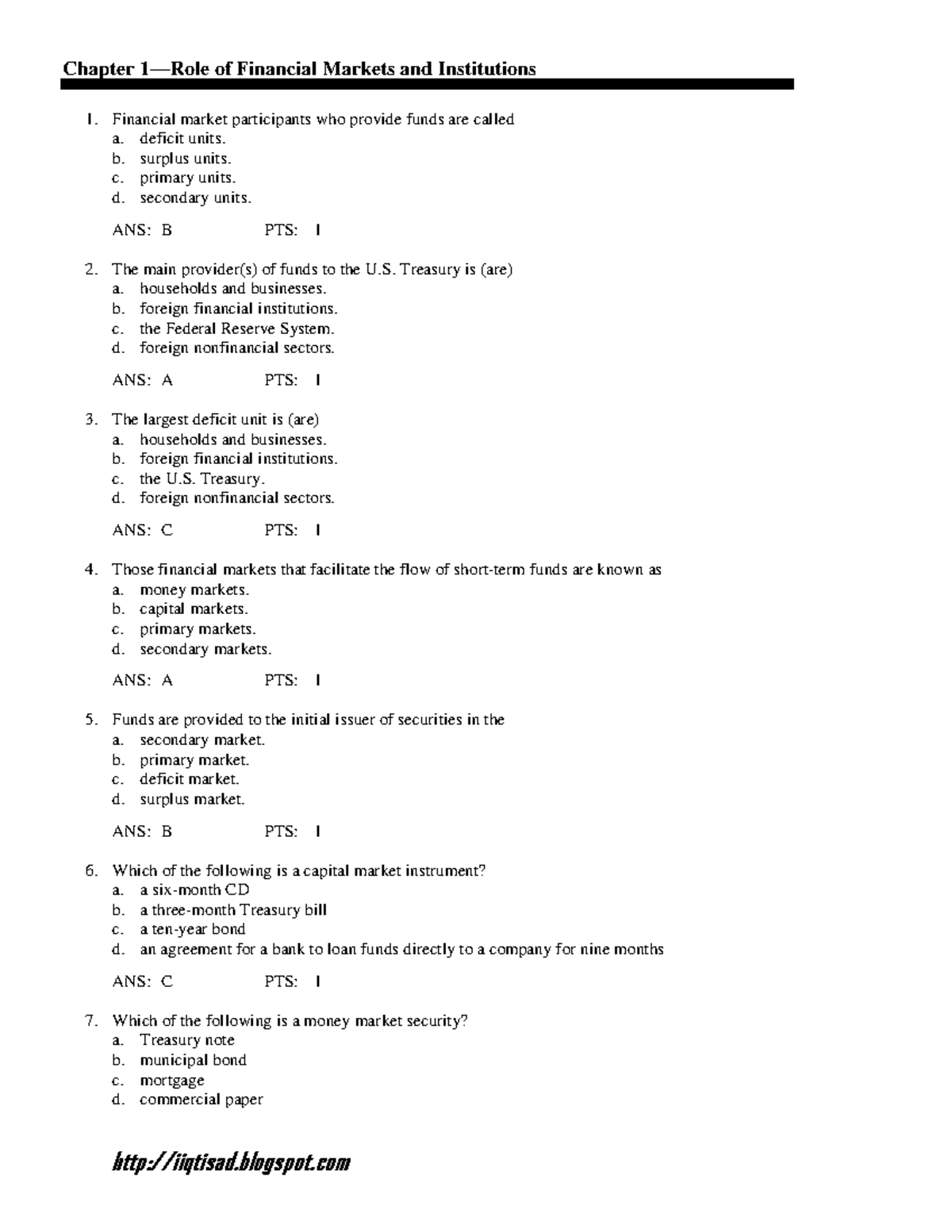 CH01FMI - Financial - Chapter 1—Role Of Financial Markets And ...