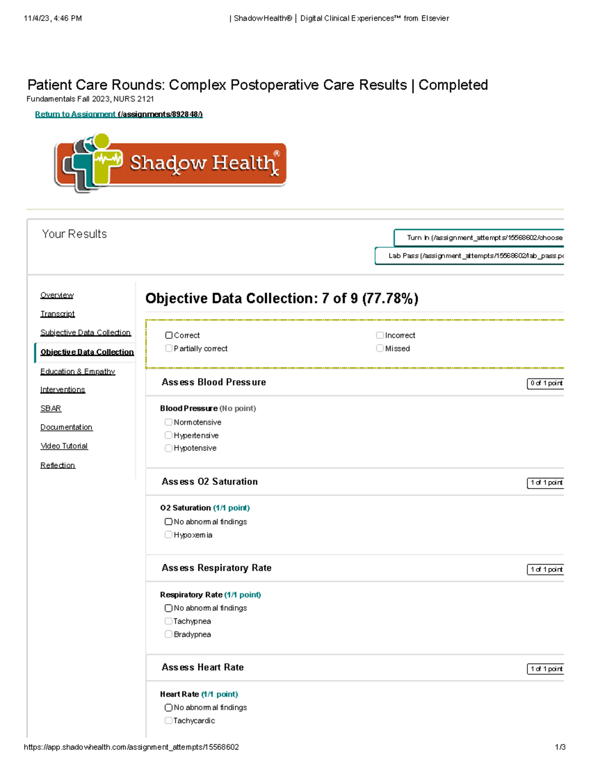 Shadow Health Digital Clinical Experience Orientation Quizlet 75 - 84v4r2s