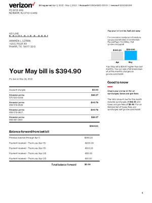 cell phone bill verizon