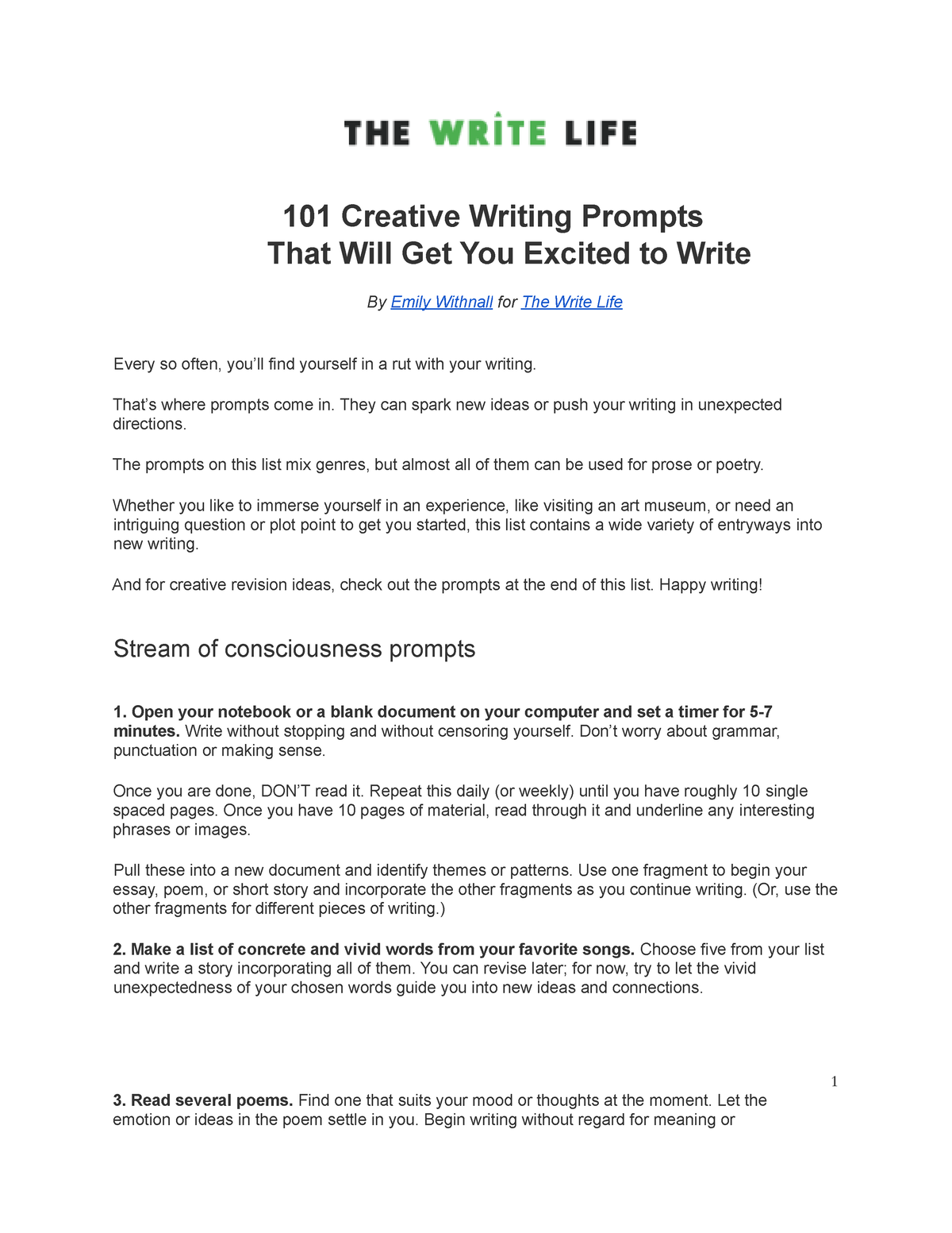 101 creative writing exercises pdf download