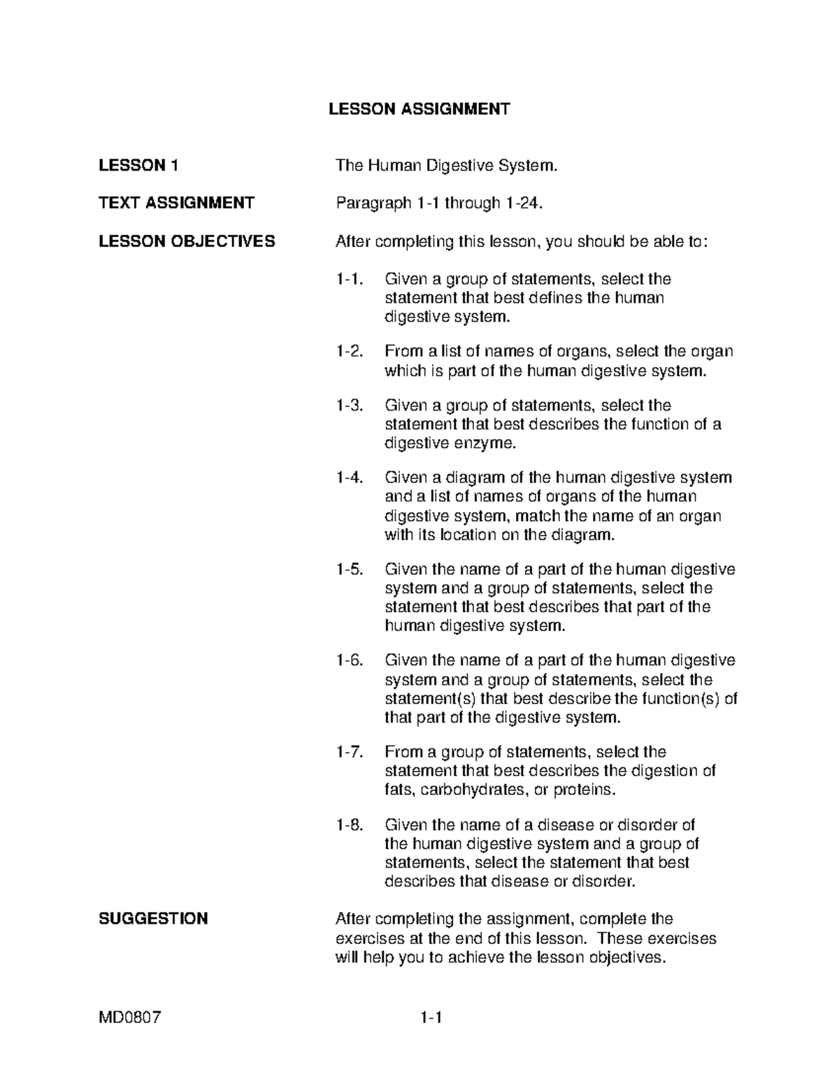 Human biology 2 - LESSON ASSIGNMENT LESSON 1 The Human Digestive System ...