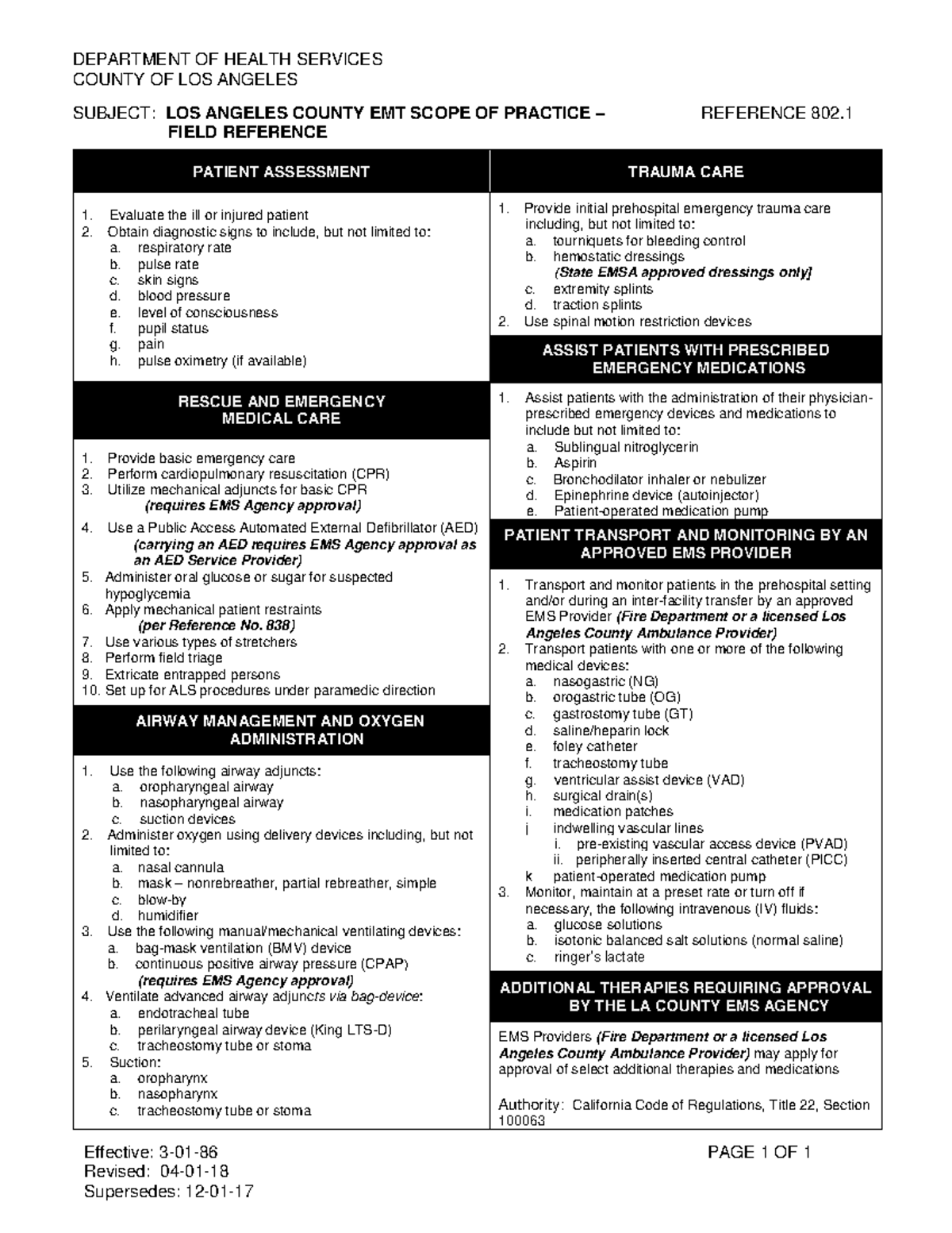 LA BLS Scope - Summary Emergency Medical Responder: First on Scene ...