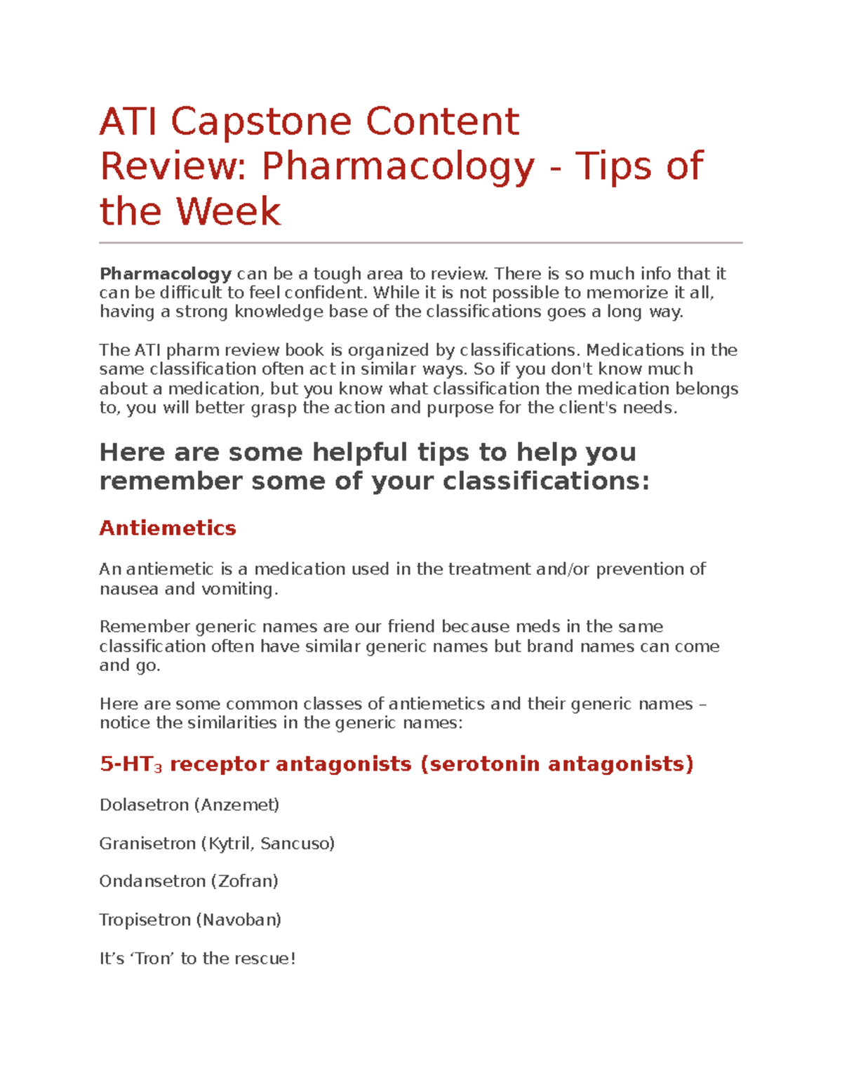 ATI Capstone Content Review Pharm - ATI Capstone Content Review