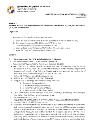 NSTP 1 Module 2021-2022 - NSTP MODULE LTS-CWTS A 2021- Introduction ...