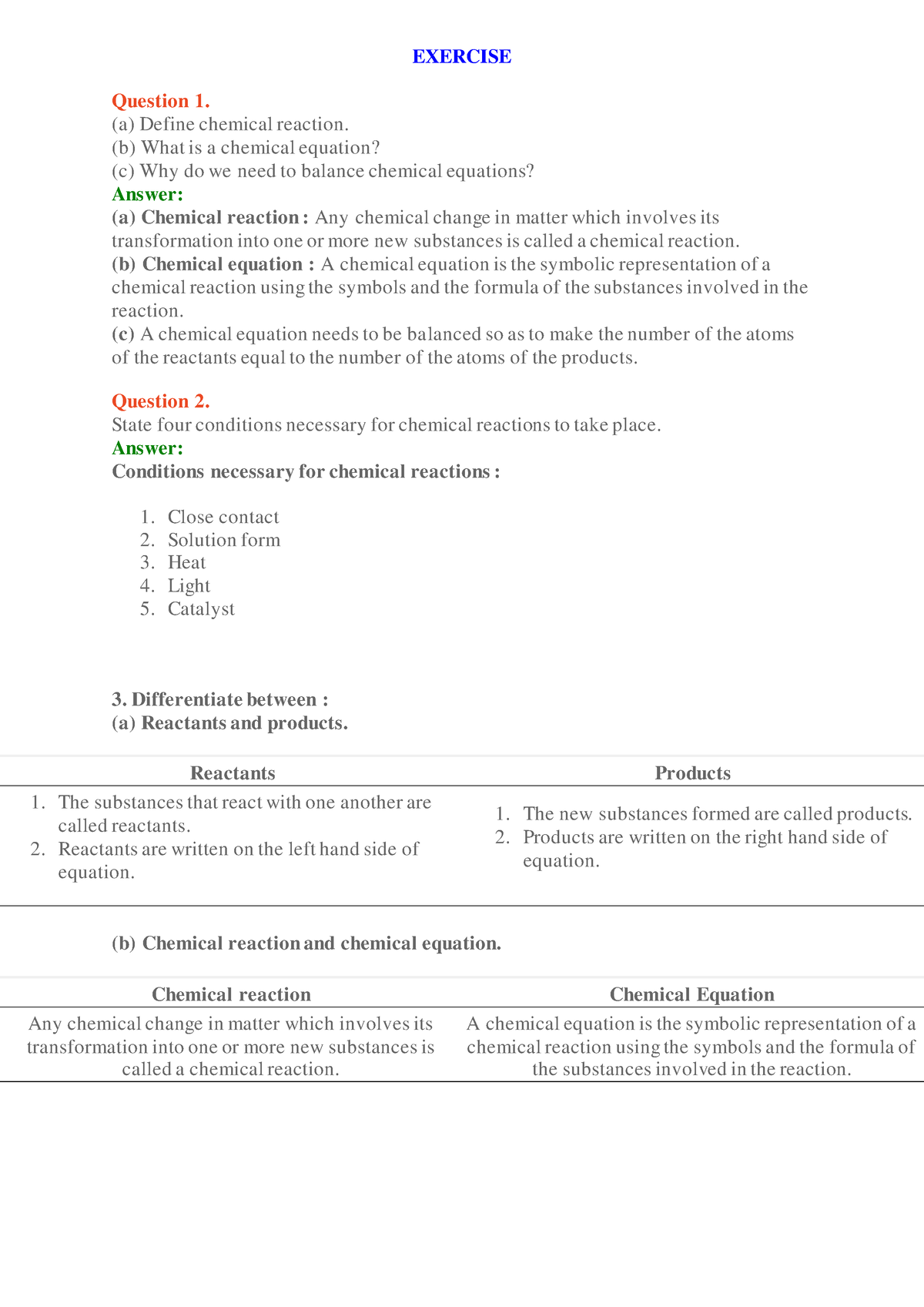 Language of chemistry - Check - EXERCISE Question 1. (a) Define ...