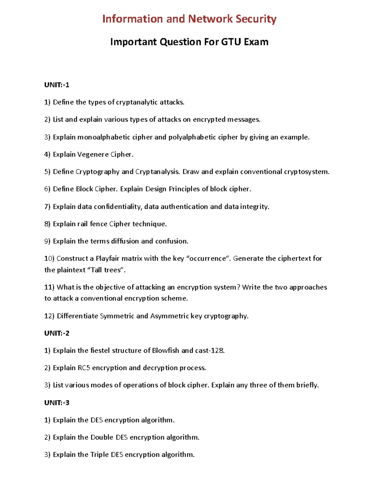 INS IMP ins imp questions 2 Information and Network Security Important Question For GTU Exam