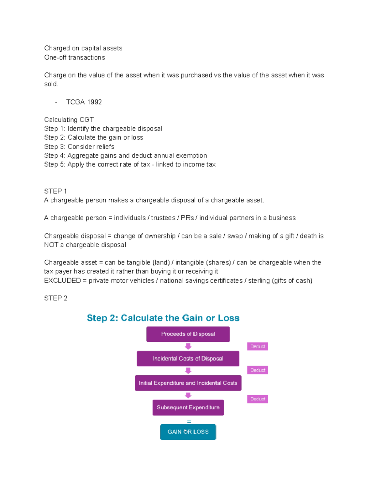 Capital Gains Tax Lecture - Charged on capital assets One-off ...