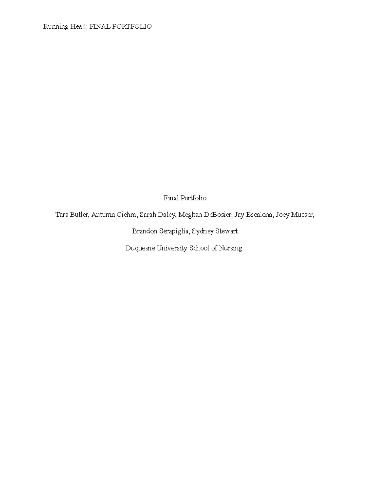Population Final Portfolio - Running Head: FINAL PORTFOLIO Final ...