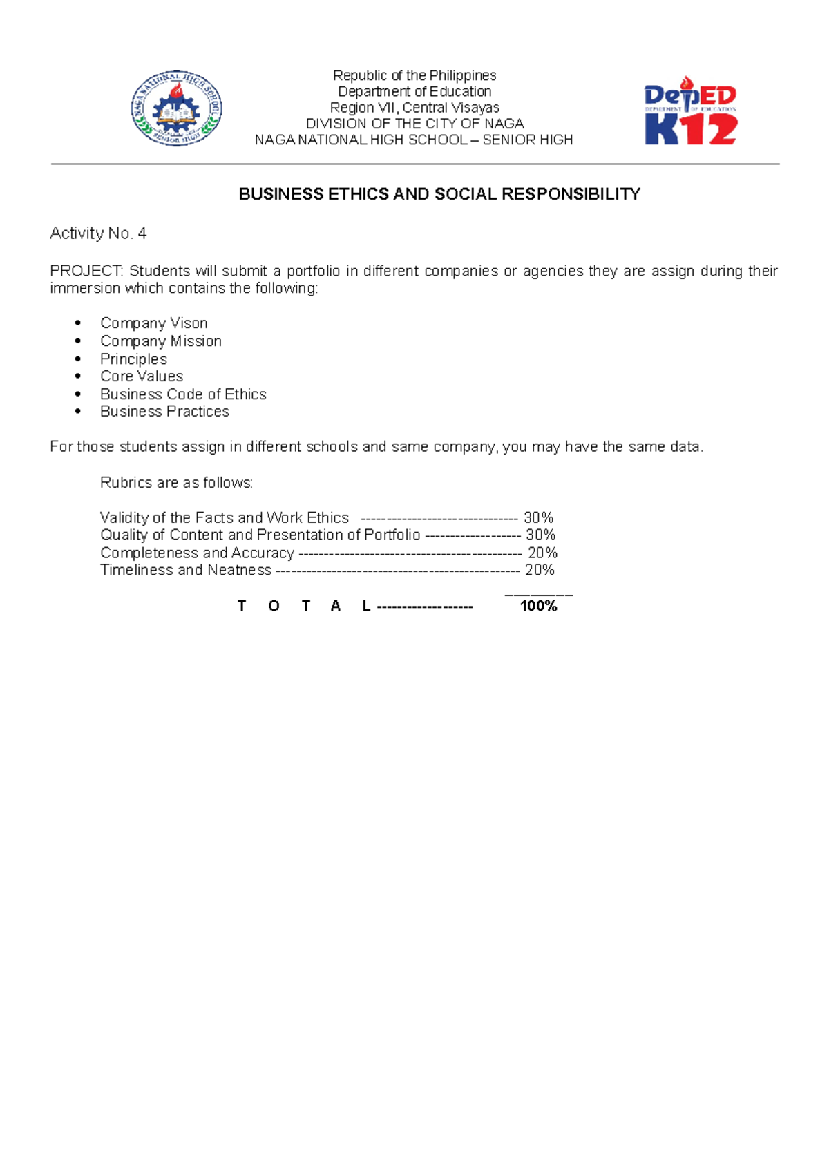 no assignment policy in deped