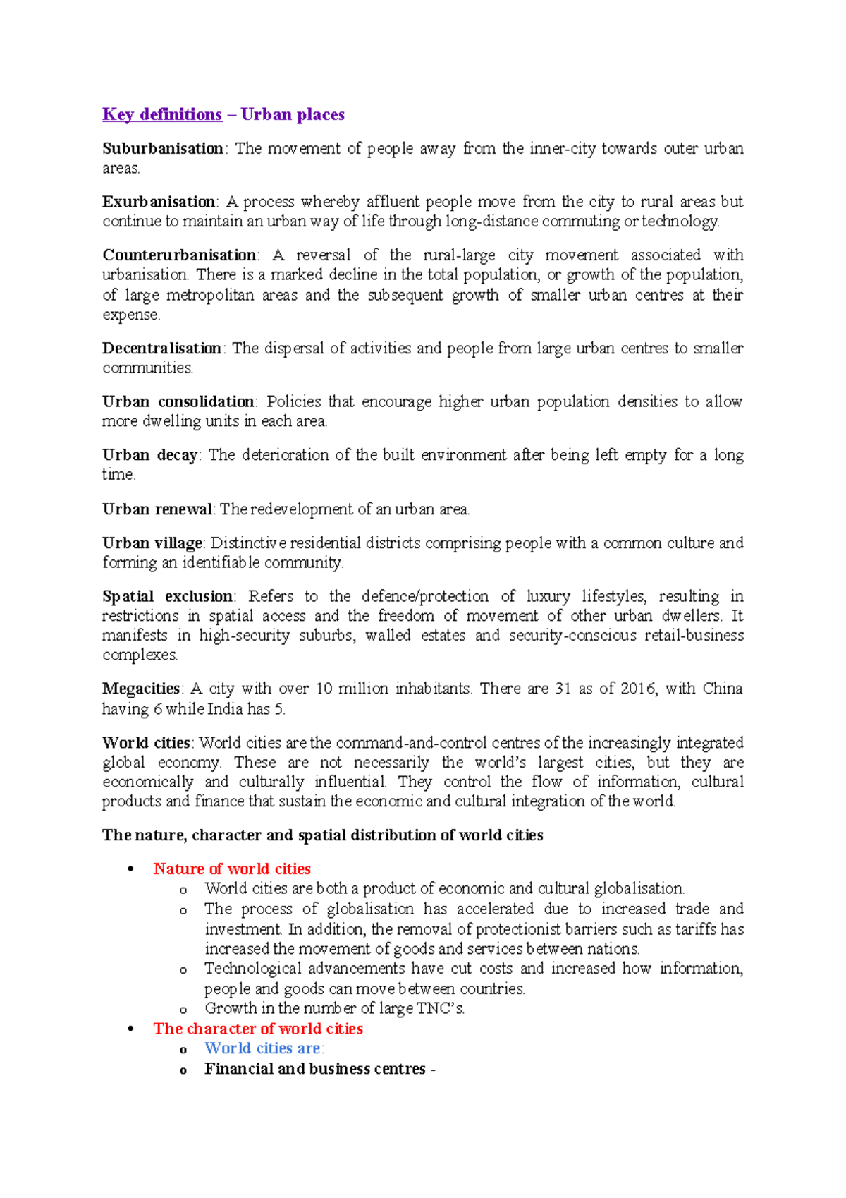 Geography Definitions 2021 Studocu