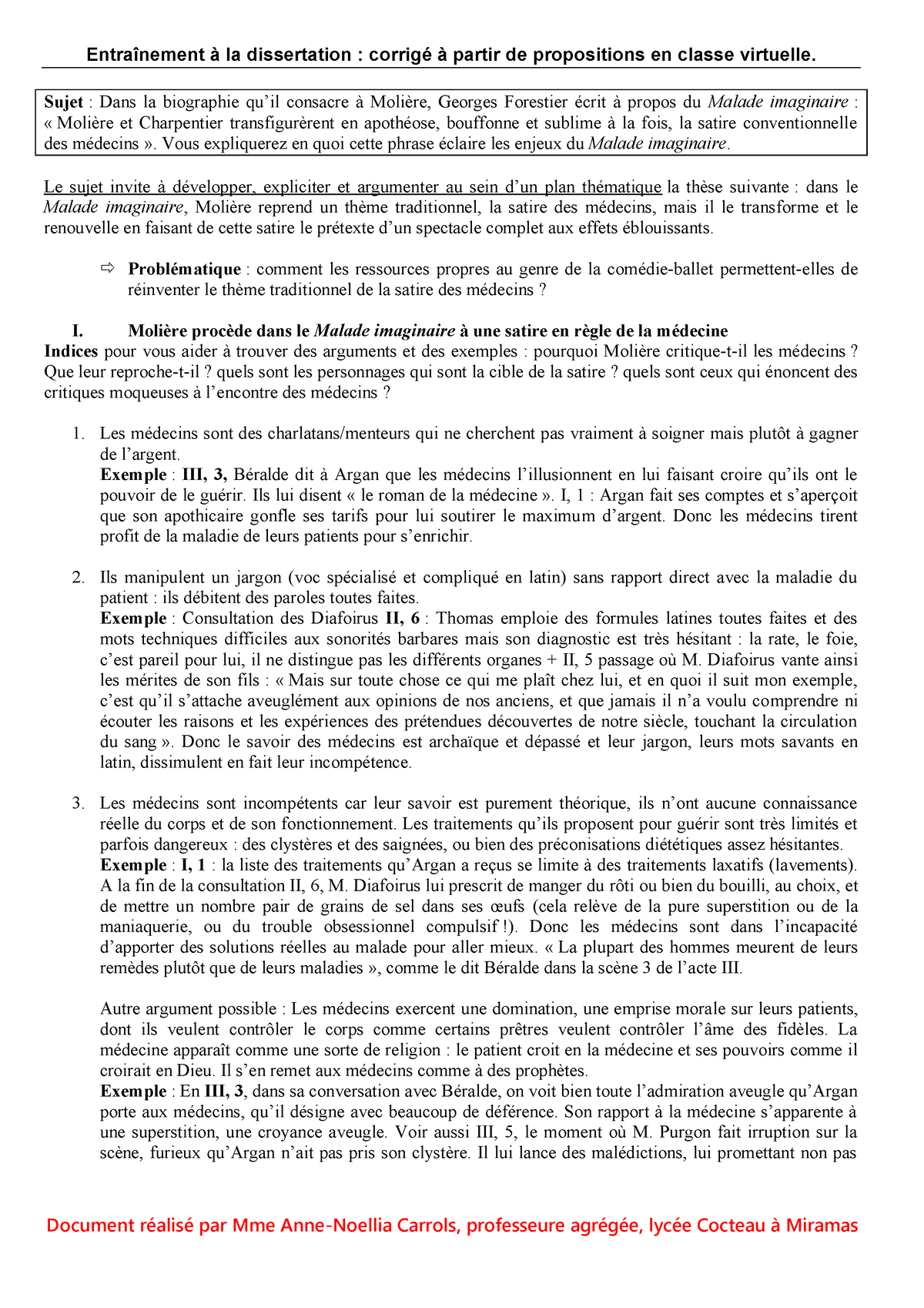 Sujet Dissertation Malade Imaginaire Lmi-dissertation 2 - Plan de dissertation pour le malade imaginaire de