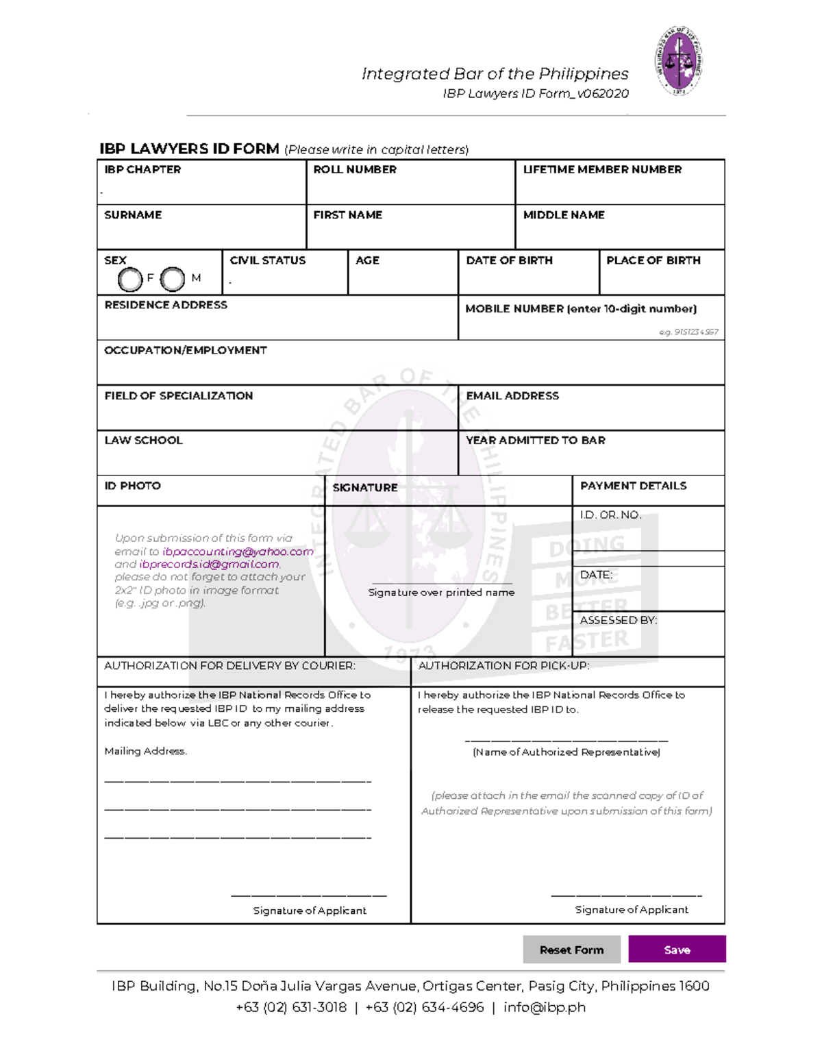 IBP Lawyers ID Form - Law form ID - Integrated Bar of the Philippines ...