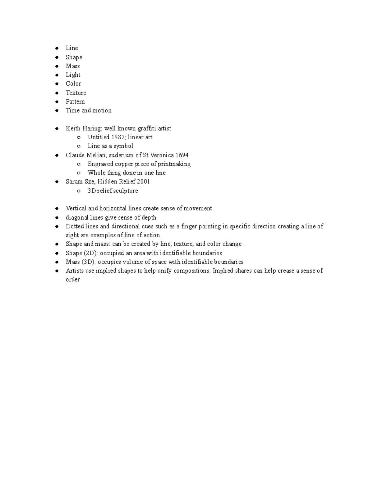ART 120 chapter 4 - Line Shape Mass Light Color Texture Pattern Time ...
