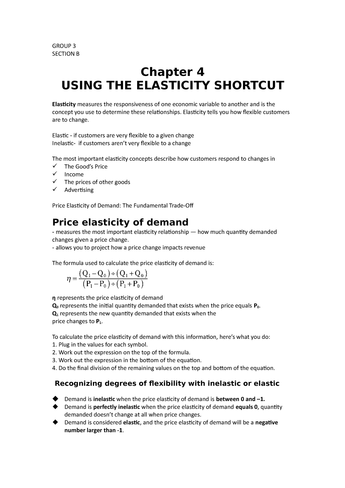 Chapter 4 - B - PPT - GROUP 3 SECTION B Chapter 4 USING THE ELASTICITY ...