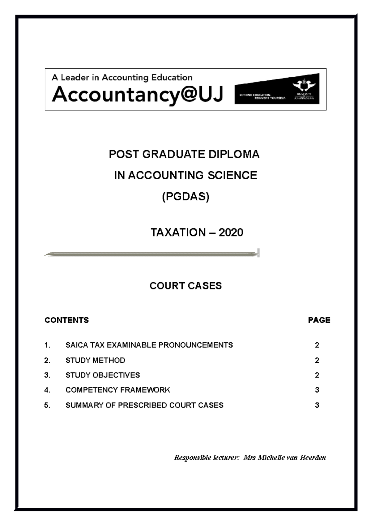 Court cases 2020 - POST GRADUATE DIPLOMA IN ACCOUNTING SCIENCE (PGDAS ...