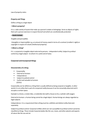 Property LAW Summary Notes Ch1 - PROPERTY LAW SUMMARY NOTES ...