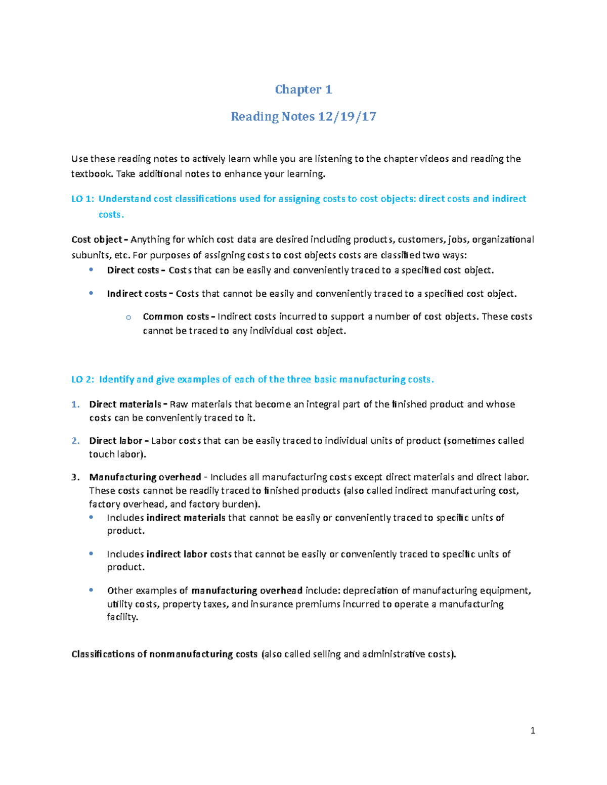 Chapter 1 Reading Notes 16th Edition - Chapter 1 Reading Notes 12/19 ...