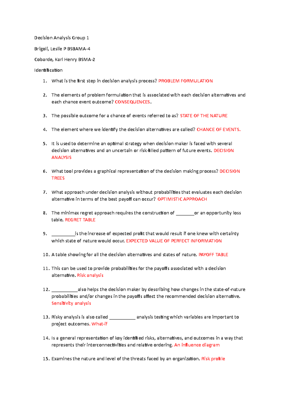 Decision-Analysis-Identification 1 - Decision Analysis Group 1 Brigoli ...