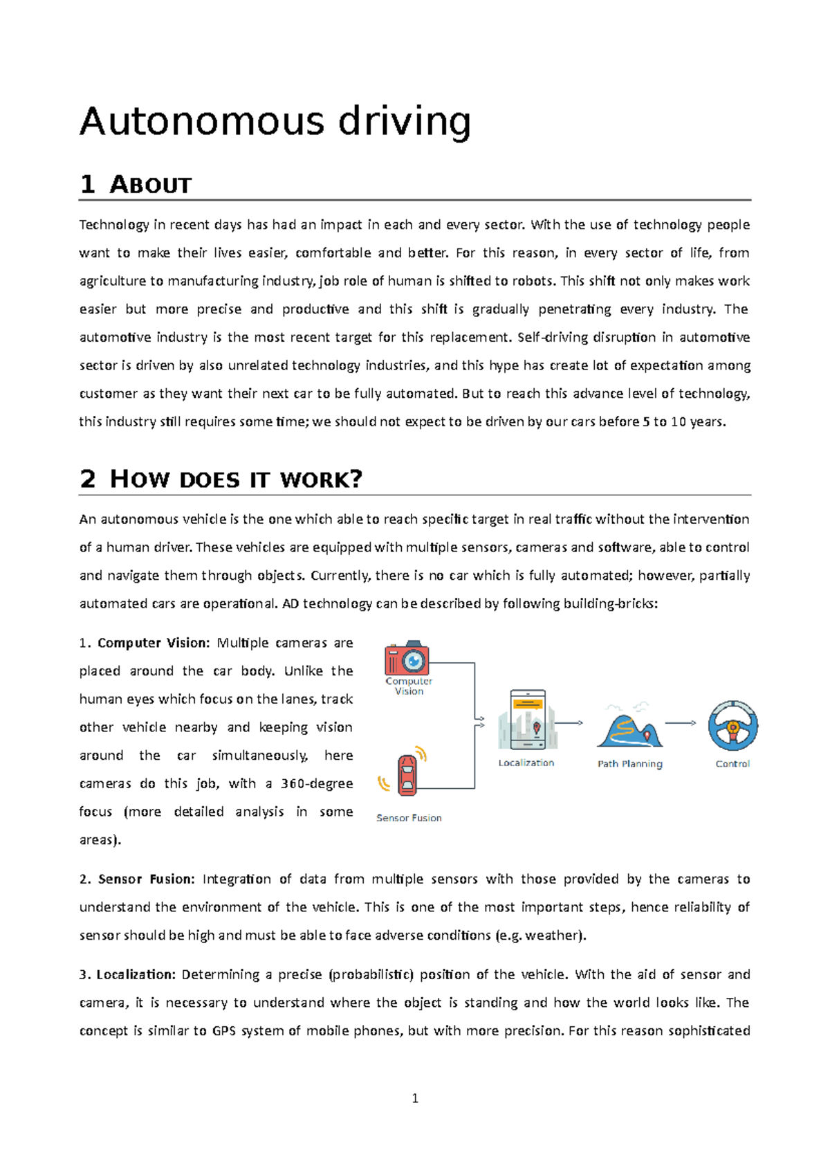 Autonomous driving Report 1 2 - Autonomous driving 1 ABOUT Technology ...